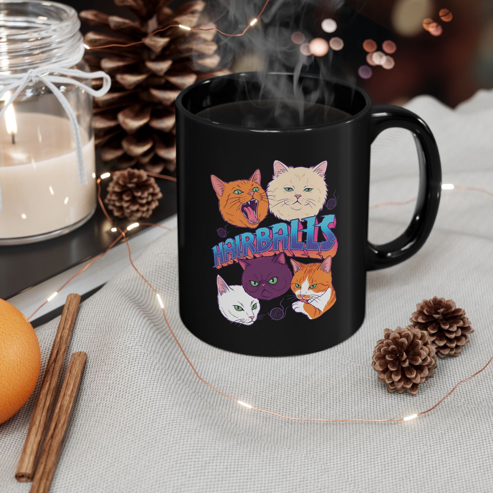 Cats Hairballs Black Mug — Funny Cat Lover Mug