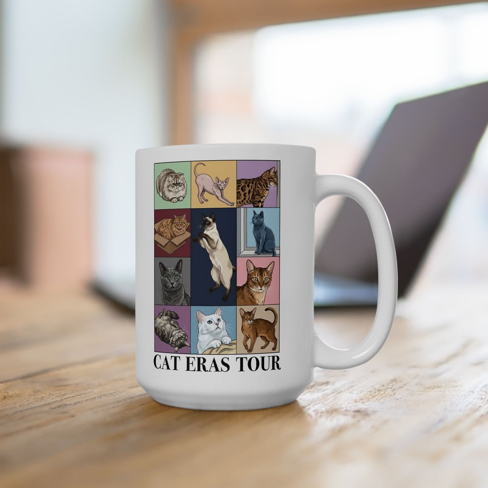 Cat Eras Tour Ceramic Mug — Retro Band Mug for Cat Lovers