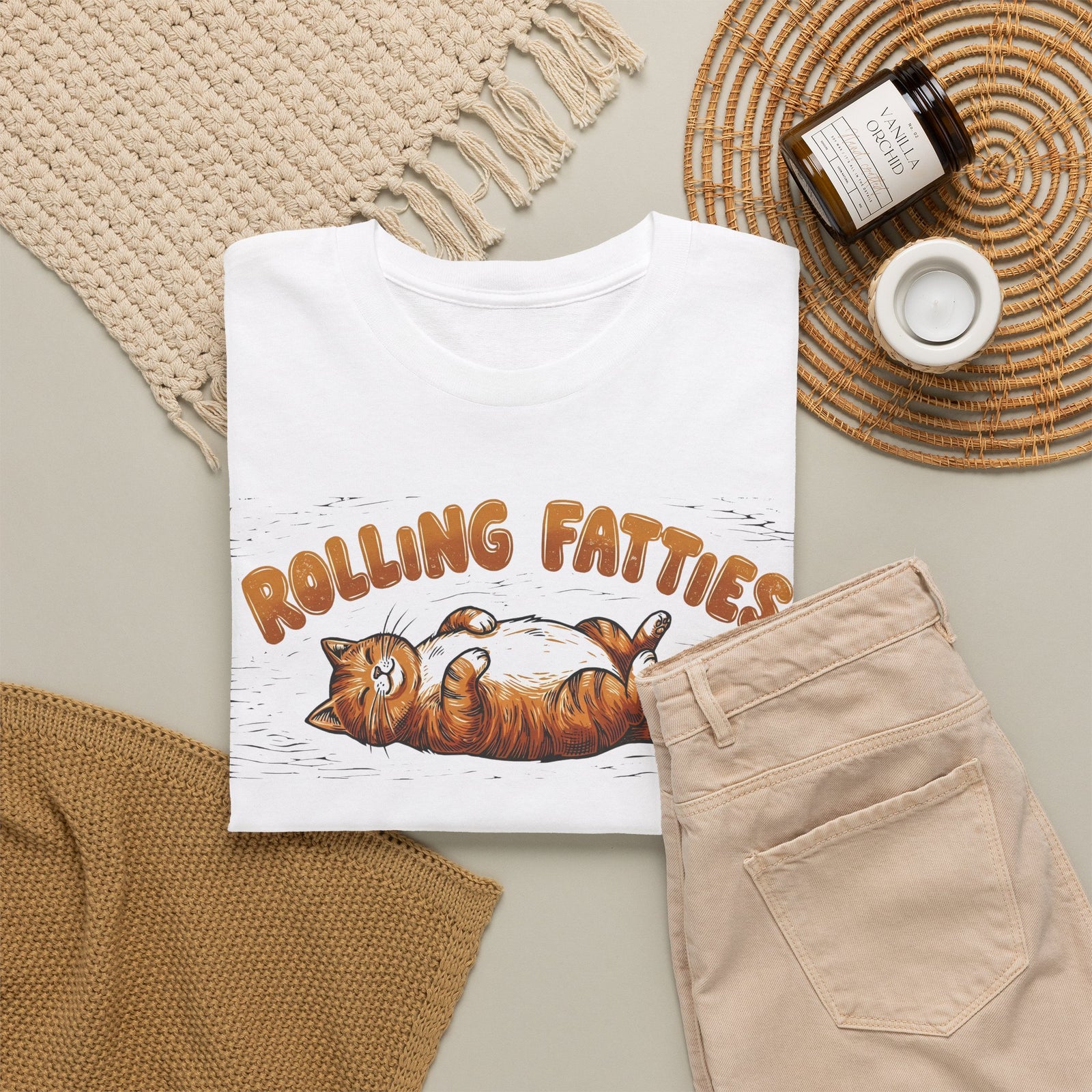 Rolling Fatties Cat T-Shirt — Cute Cartoon Cat Graphic Tee
