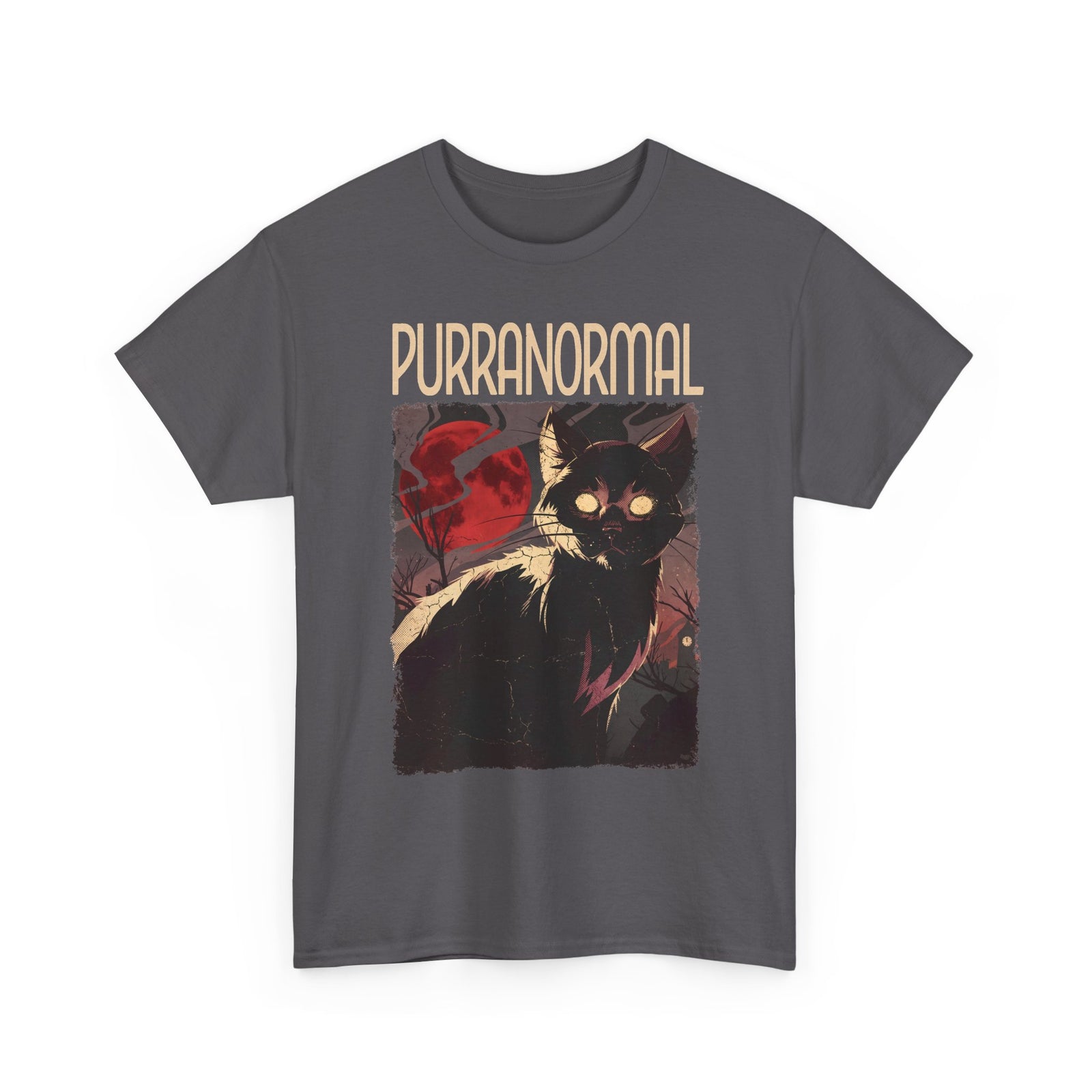 Purranormal Black Cat T-Shirt — Spooky Blood Moon Ghost Cat Tee