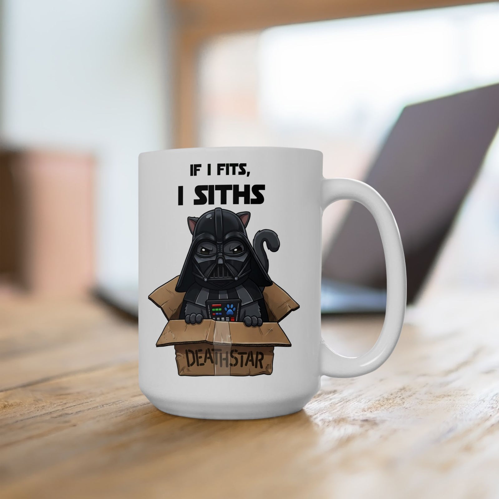 Space Villain Kitten Retro Galaxy Cat Ceramic Mug Funny Cat in Box Graphic Mug