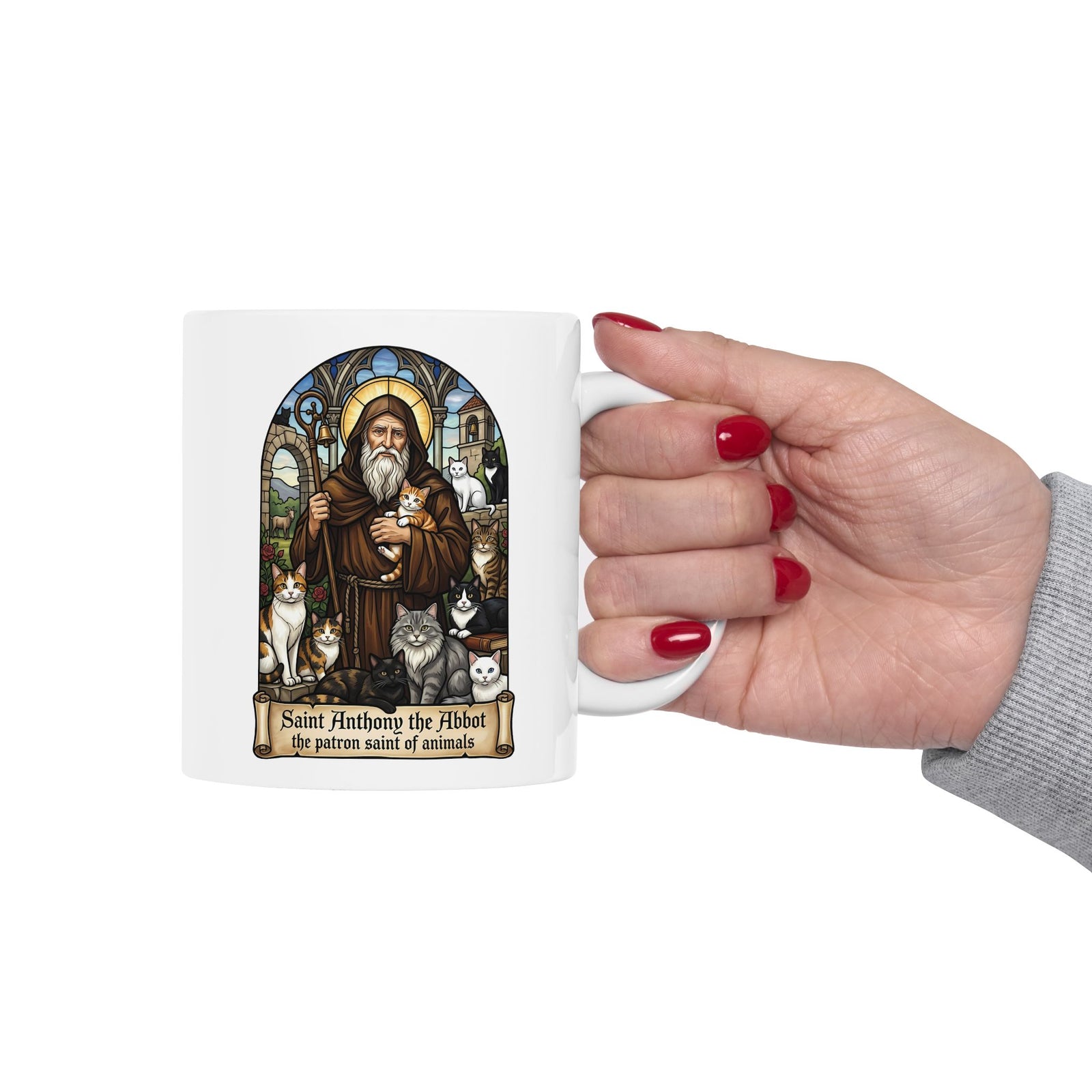 Saint Anthony the Abbot Cat Ceramic Mug Patron Saint of Animals Mug