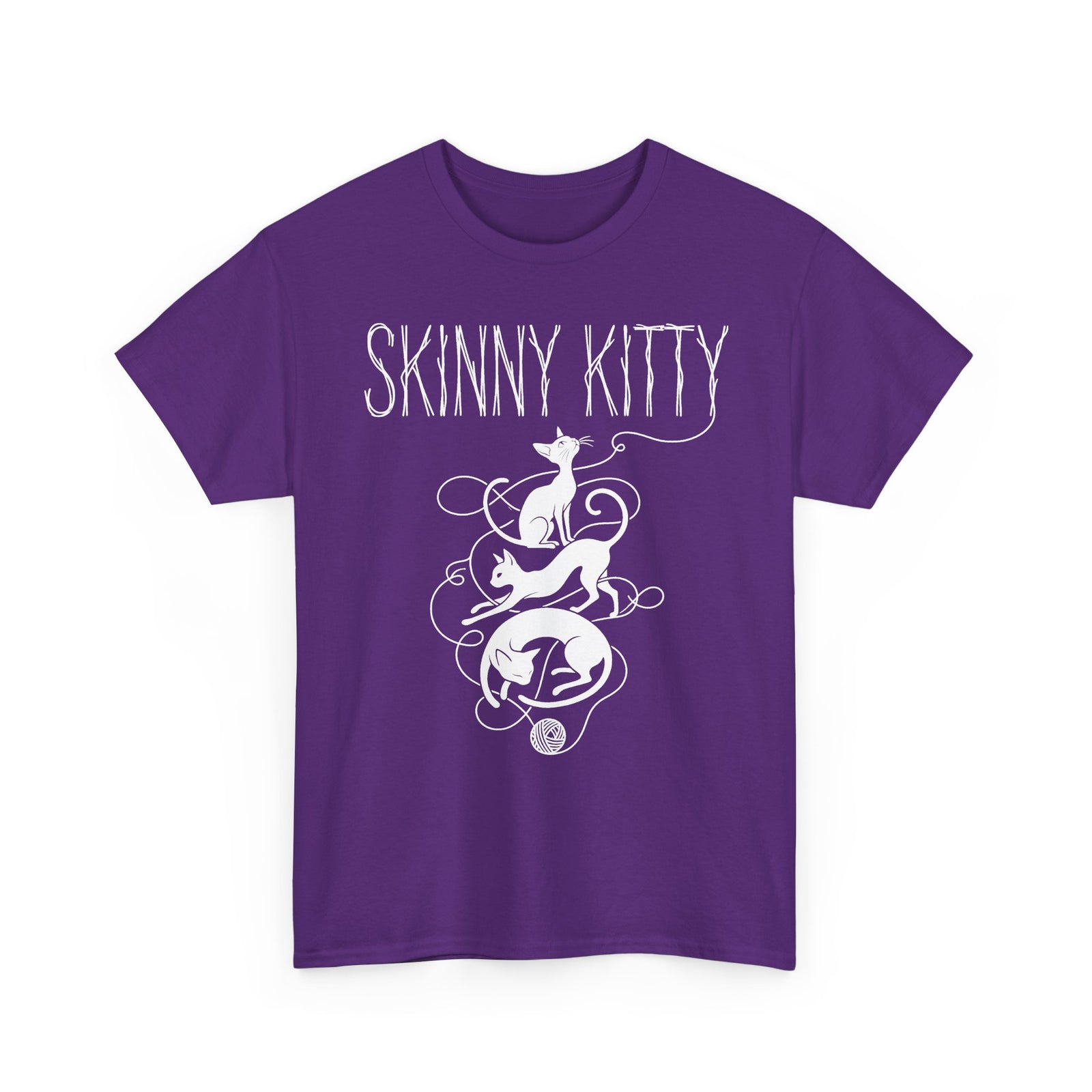 Skinny Kitty Graphic Tee — White Cat Silhouette Shirt for Cat Lovers