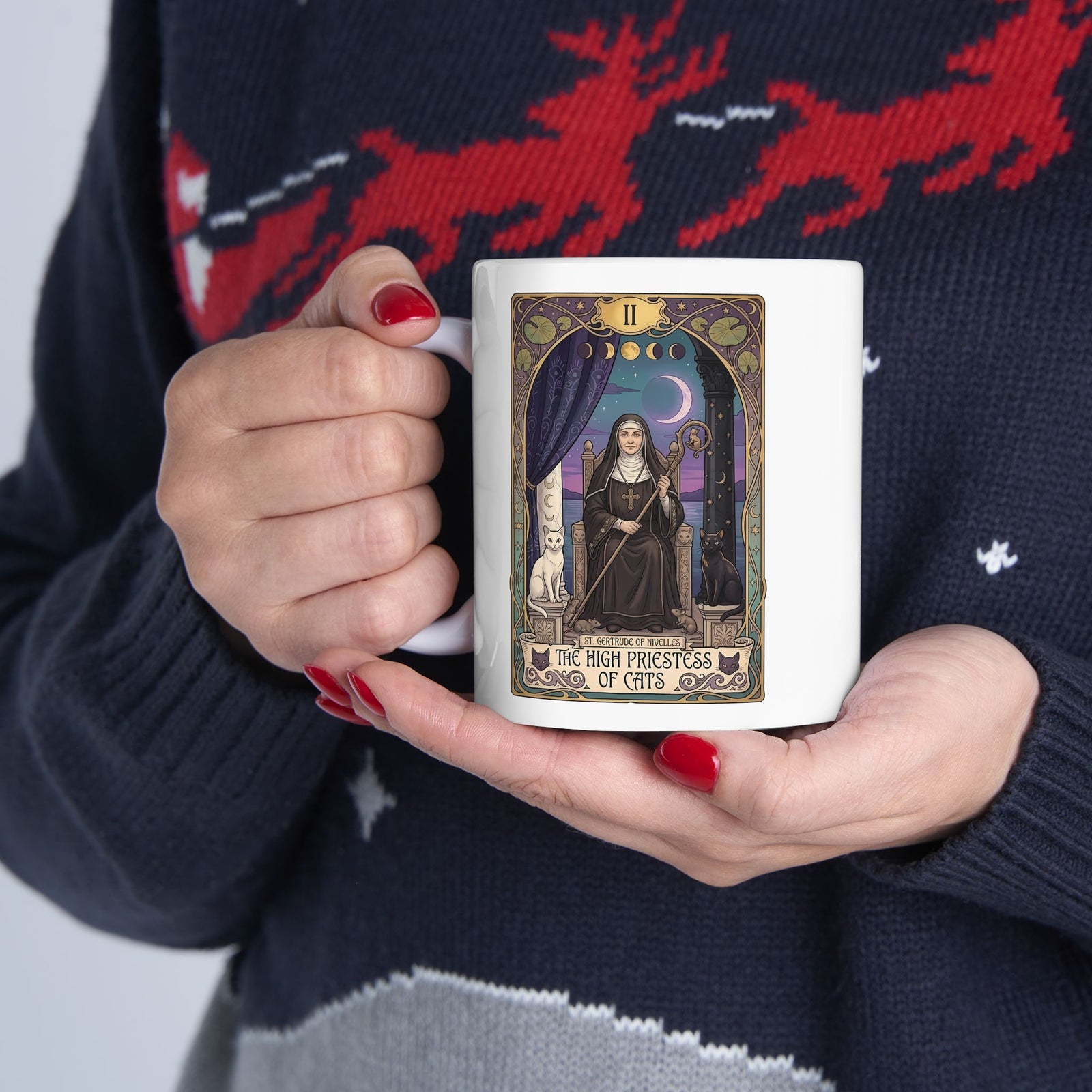 High Priestess of Cats Ceramic Mug — Mystical Cat Lover Mug