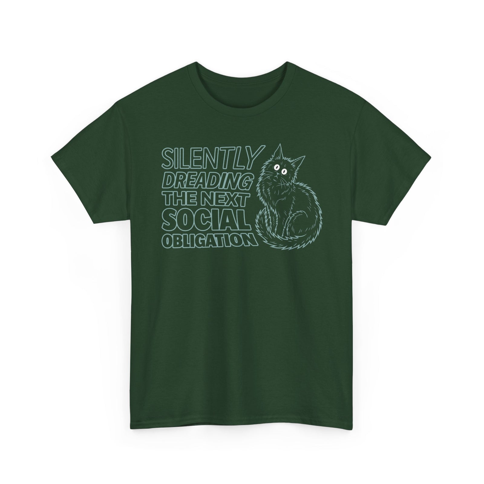 Introvert Cat T-Shirt — "Silently Dreading the Next Social Obligation"