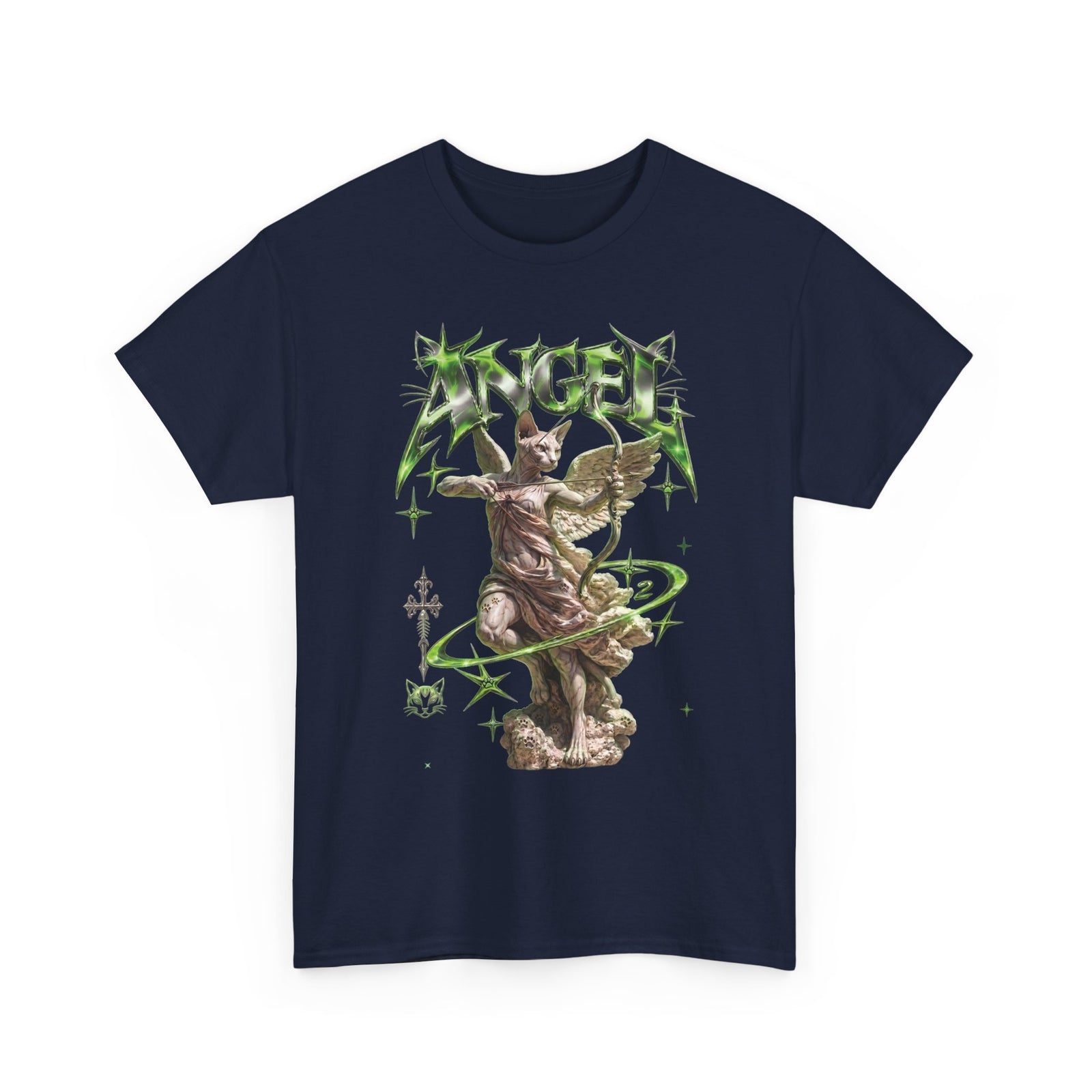 Funny Angel Hairless Sphynx Cat Shirt — Renaissance Cyber-Goth T-Shirt