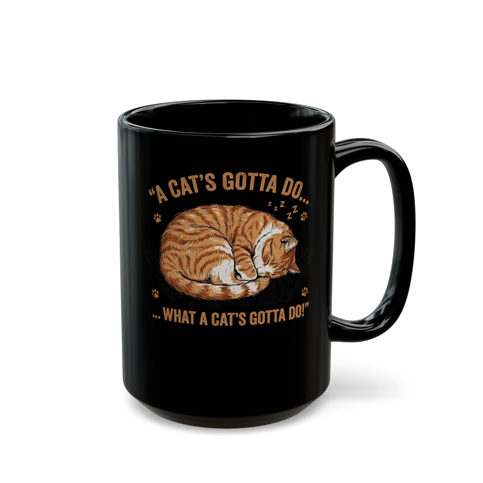 Cat Lover Black Mug — Sleeping Cat Graphic Mug