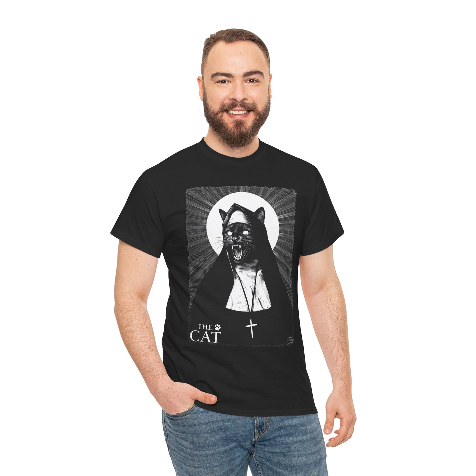 The Cat Horror Movie Parody T-Shirt — Creepy Nun Black Cat Tee