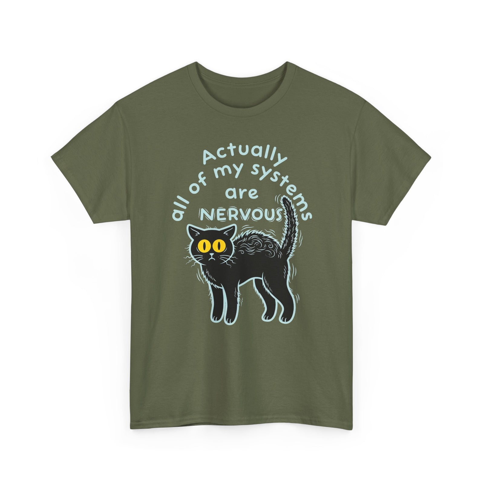 Actually All of My Systems Are NERVOUS Black Cat T-Shirt