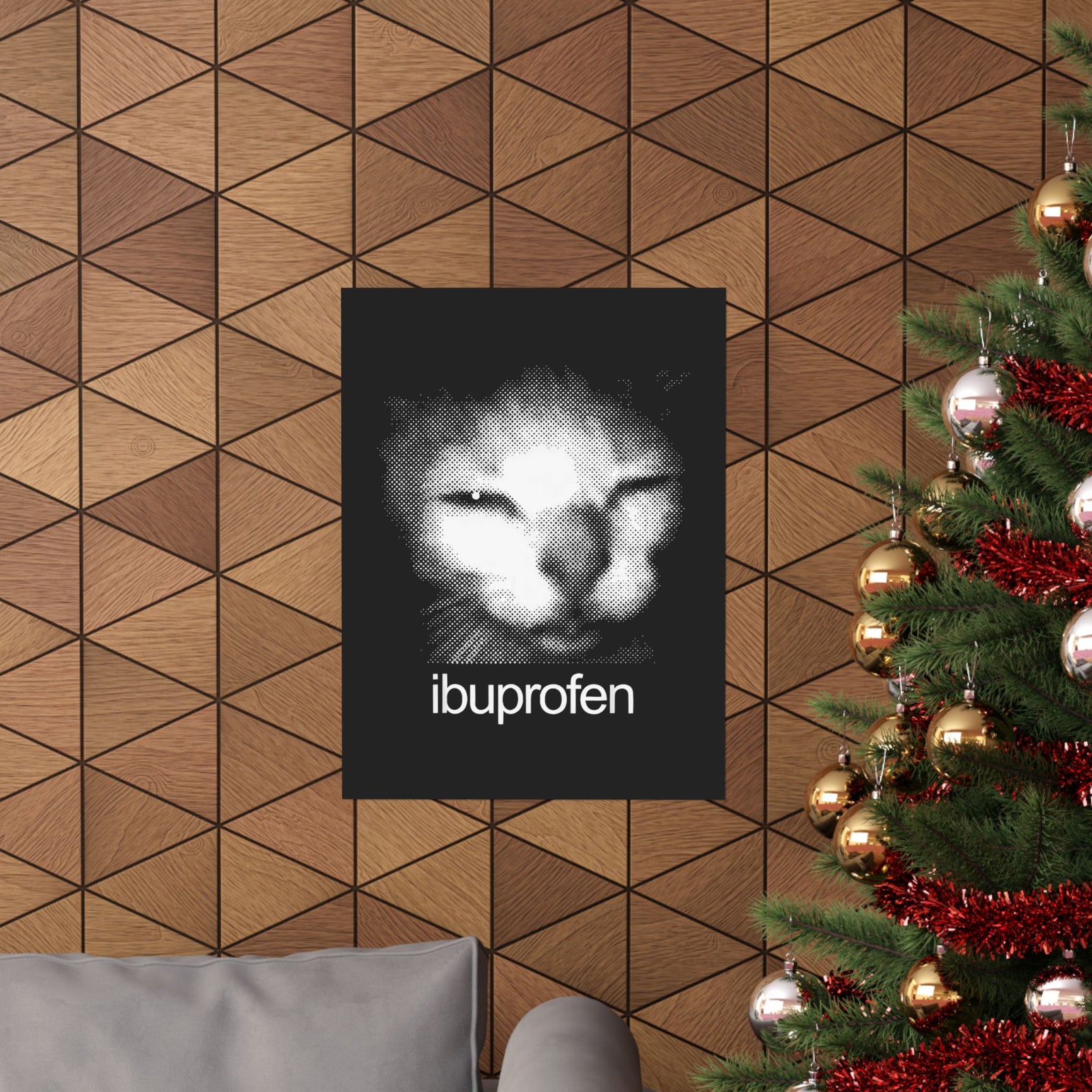 Funny Cat Meme Ibuprofen Poster Humorous Pain Relief Graphic Poster