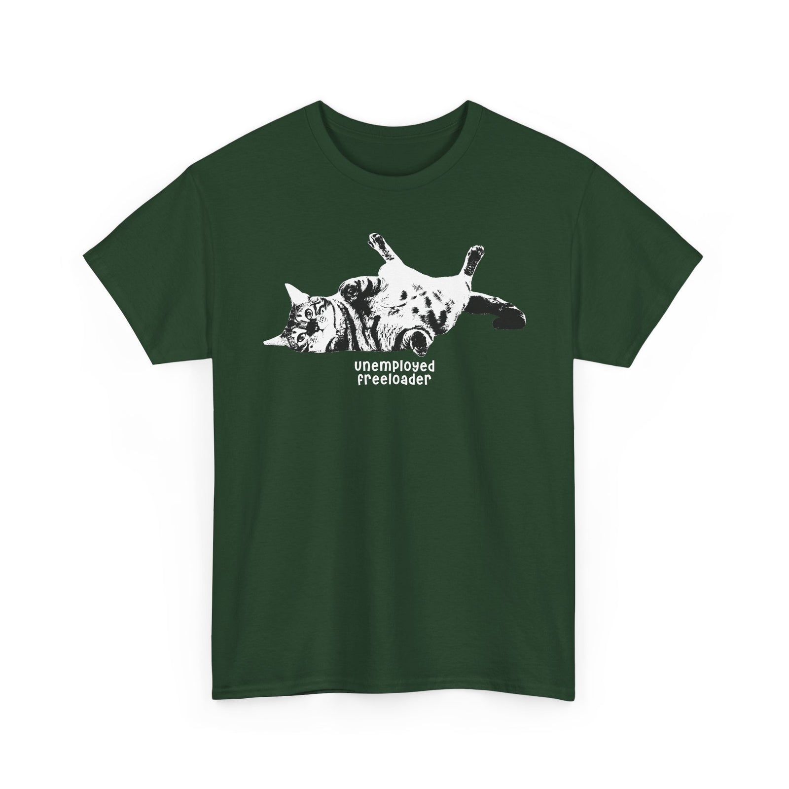 Unemployed Freeloader Cat T-Shirt — Funny Lazy Cat Graphic Tee