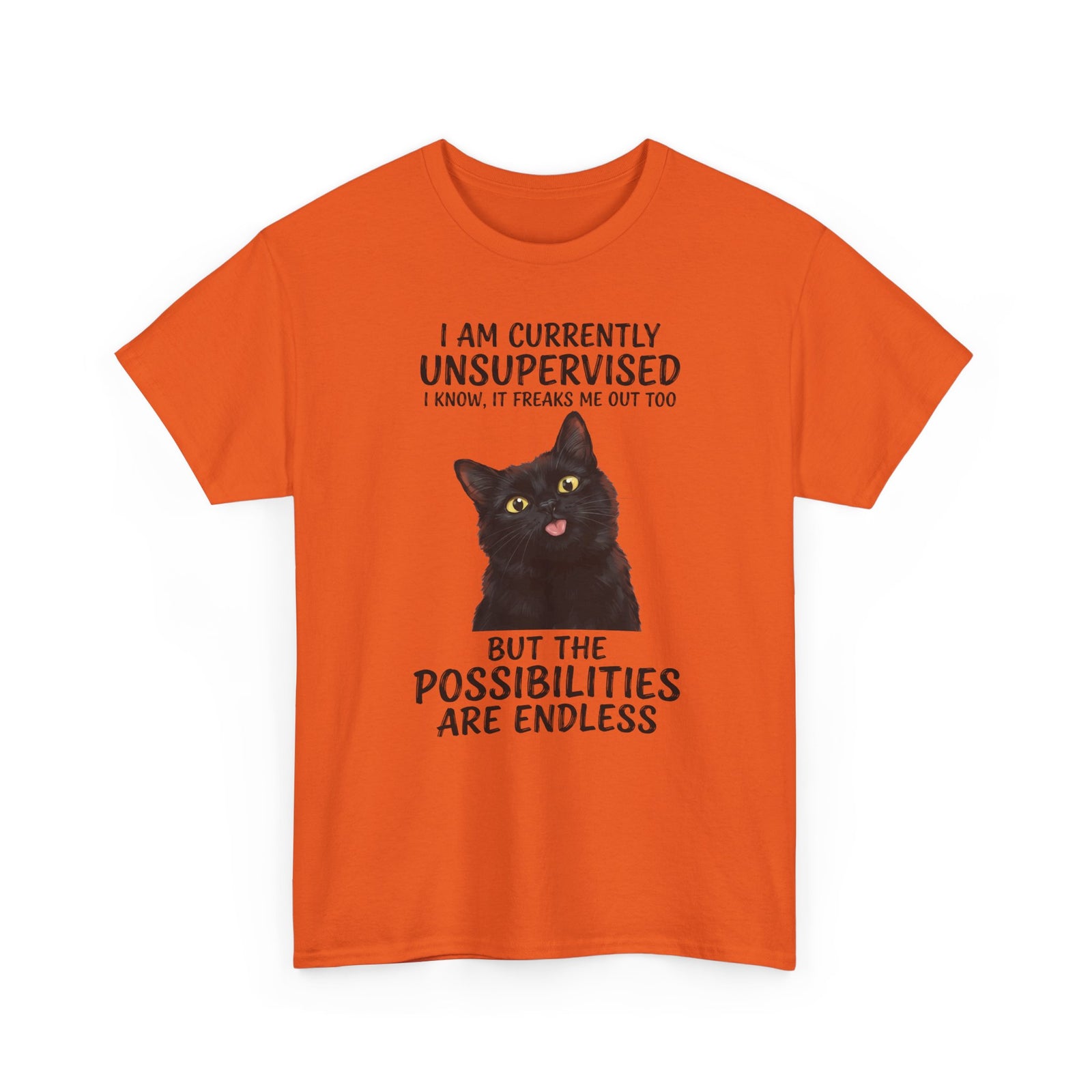 Cute Black Cat Tee — "I Am Currently Unsupervised. I Know, It Freaks Me Out Too"