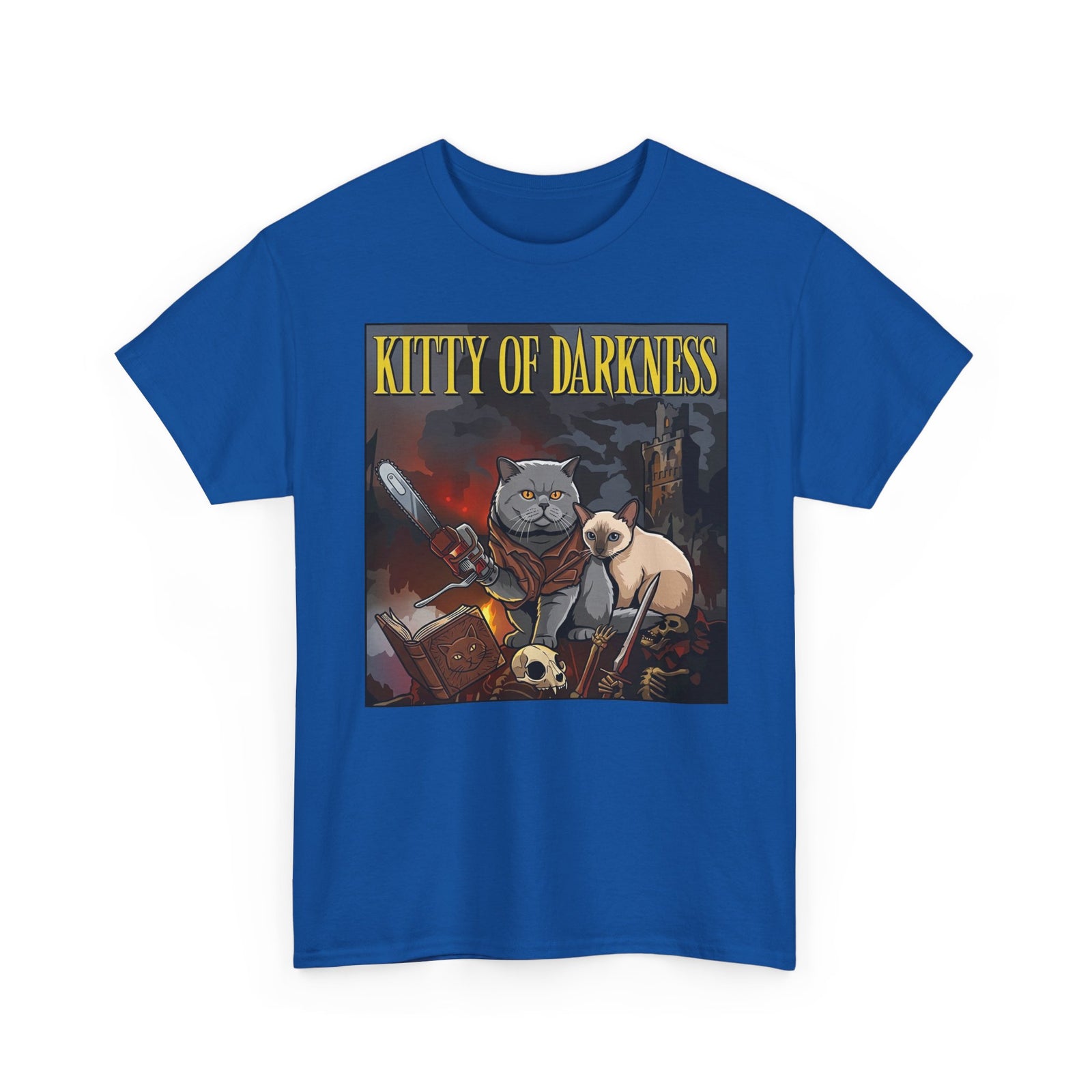 Kitty of Darkness Graphic Tee — Gothic Cat Horror Band Shirt