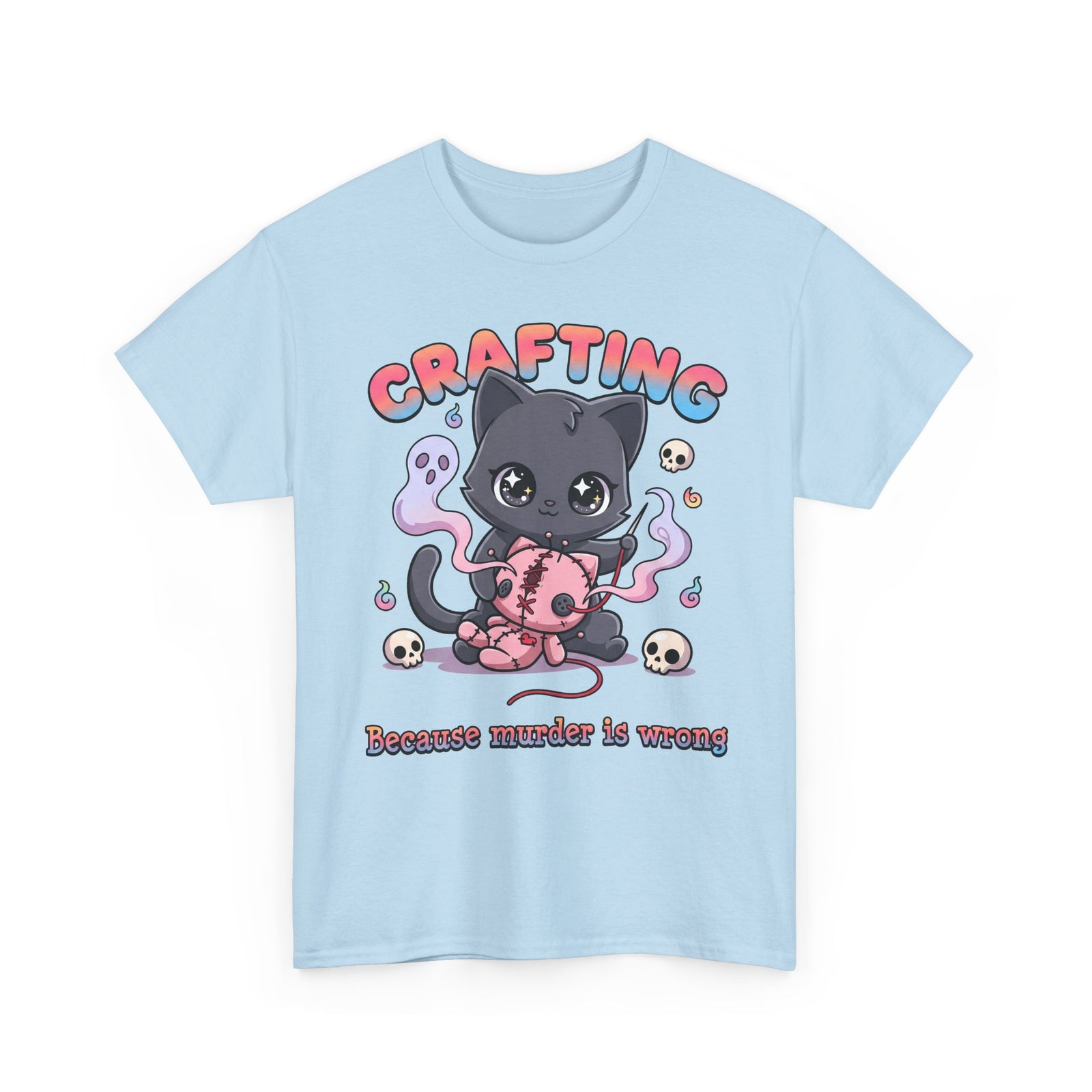 Crafting Because Murder Is Wrong Black Cat Shirt — Creepy Cute Voodoo Doll T-Shirt