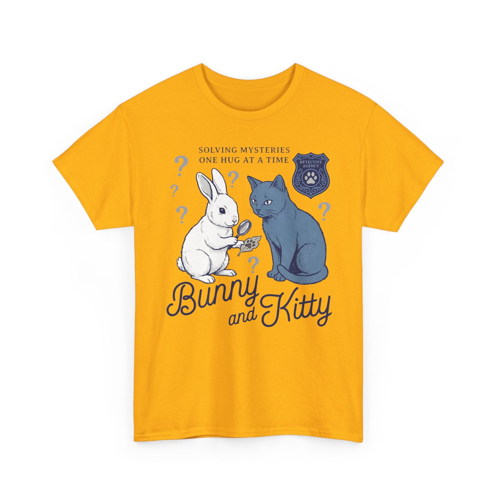 Detective Bunny & Kitty T-Shirt — Cute 'Solving Mysteries One Hug At A Time' Tee