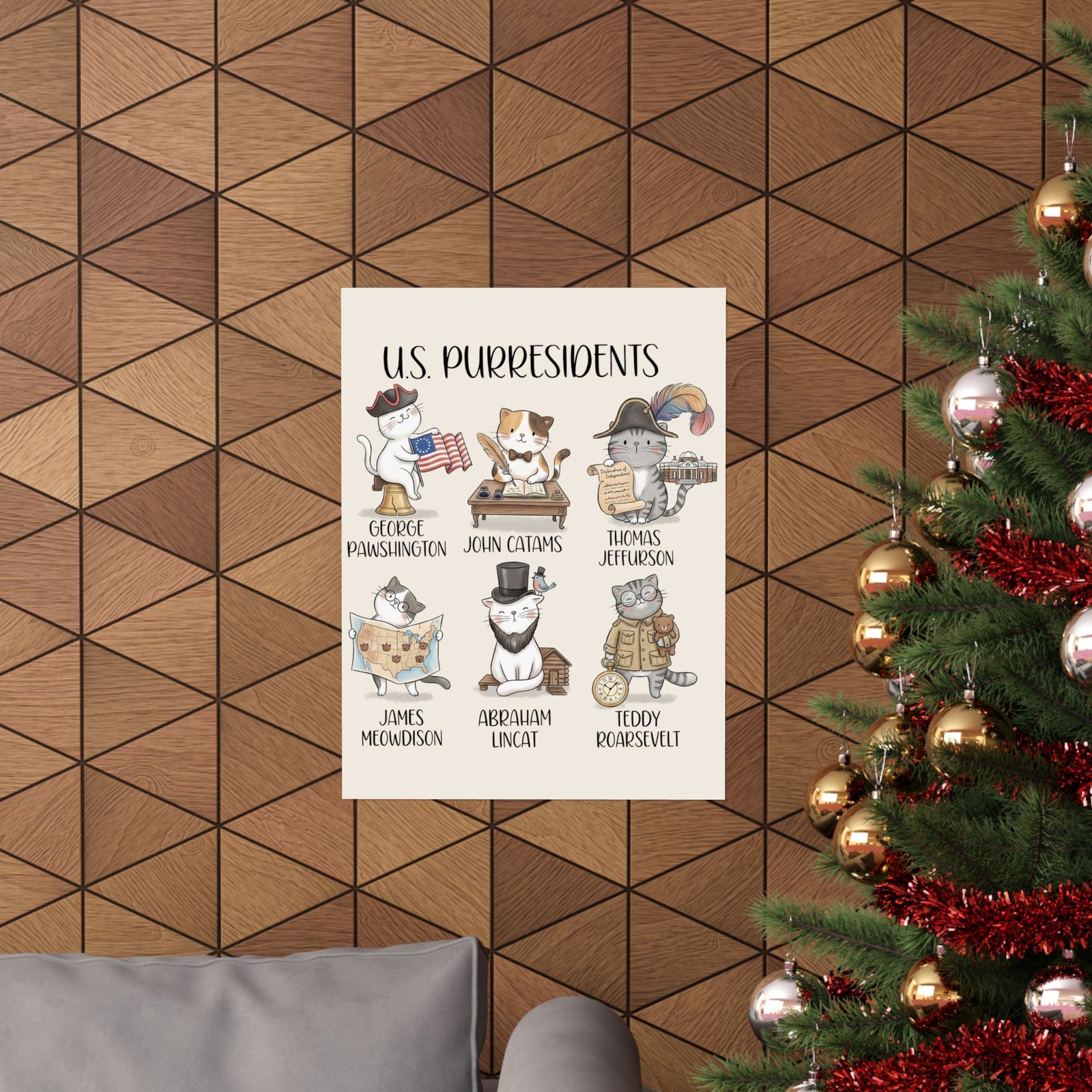 US Purresidents Funny Cat Poster