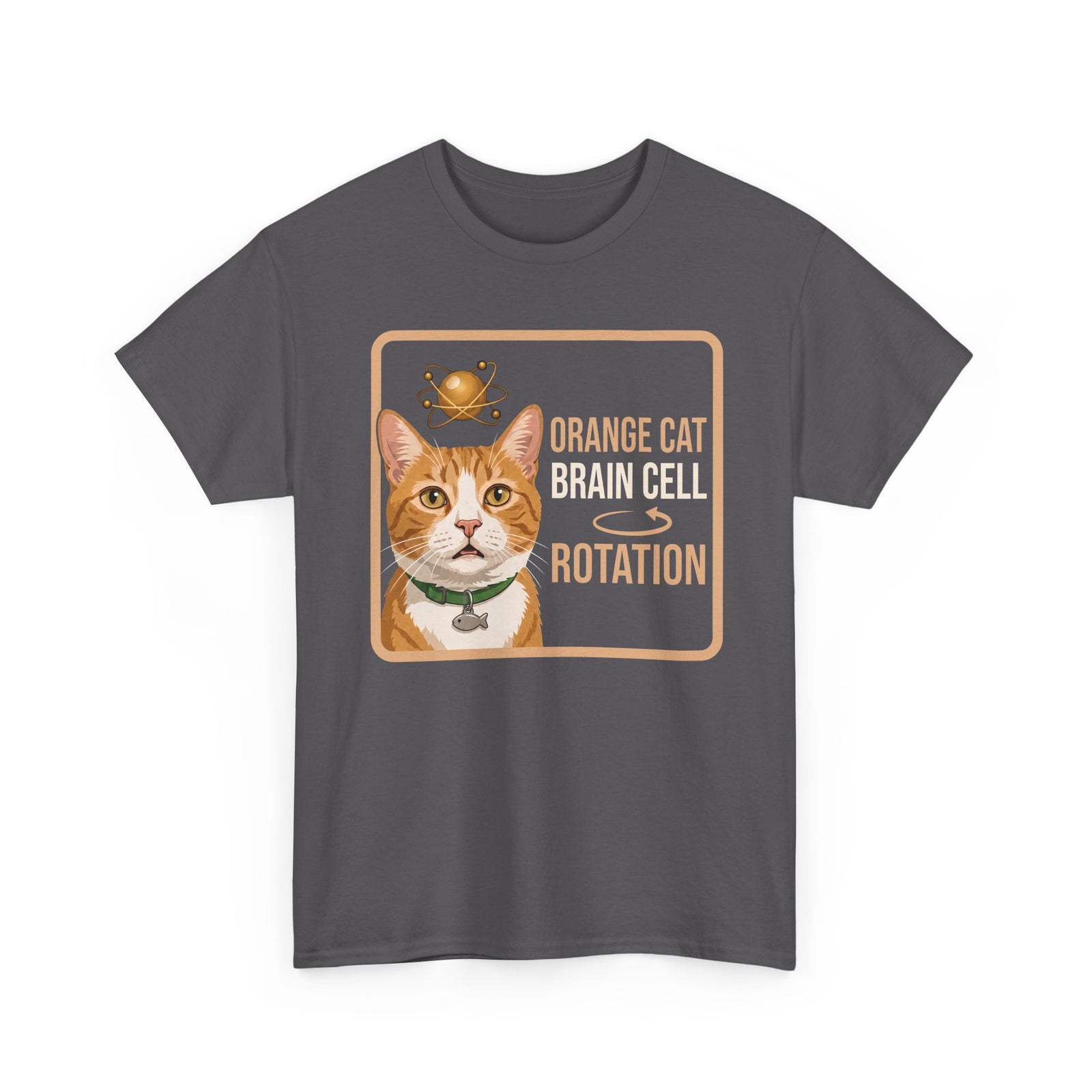 Orange Cat Brain Cell Rotation T-Shirt