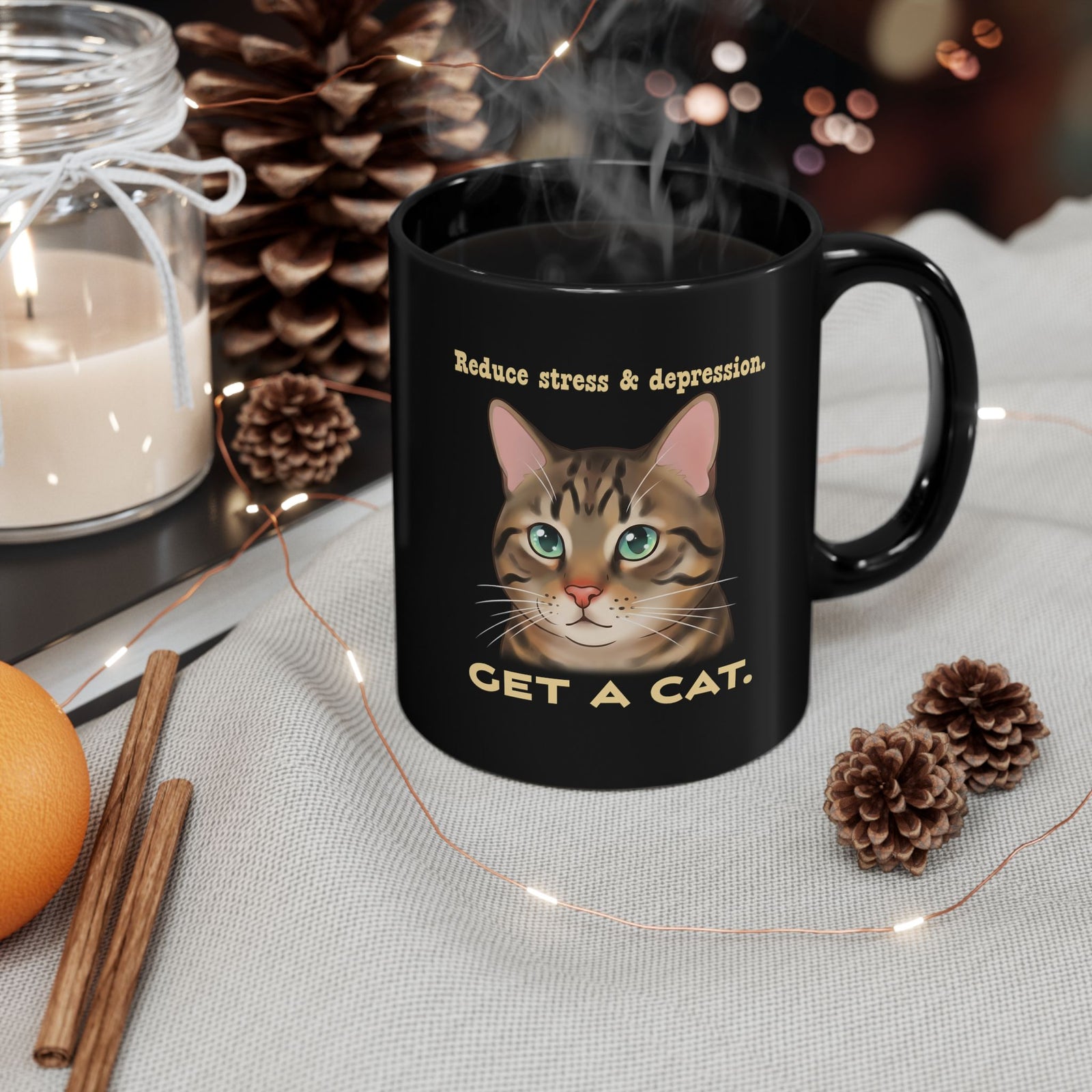 Get a Cat Black Mug — Cute Cat Lover Mug