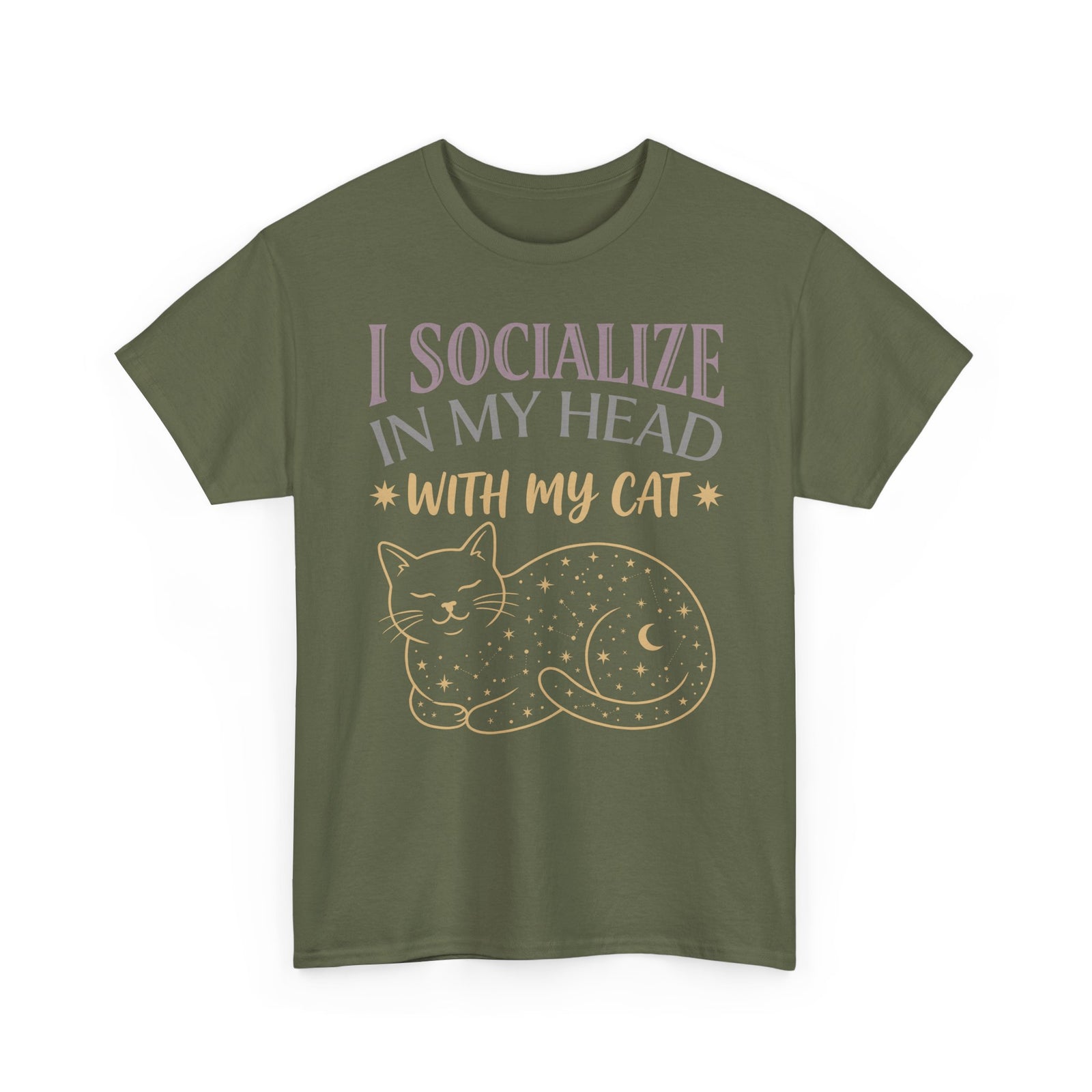 I Socialize in My Head With My Cat T-Shirt — Funny Cat Lover Tee