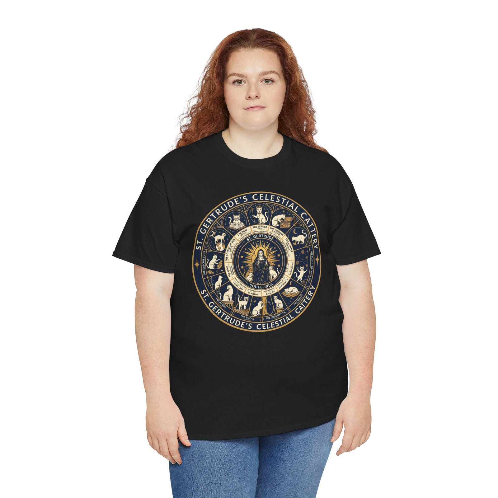 Saint Gertrude Gothic Cat Zodiac T-Shirt