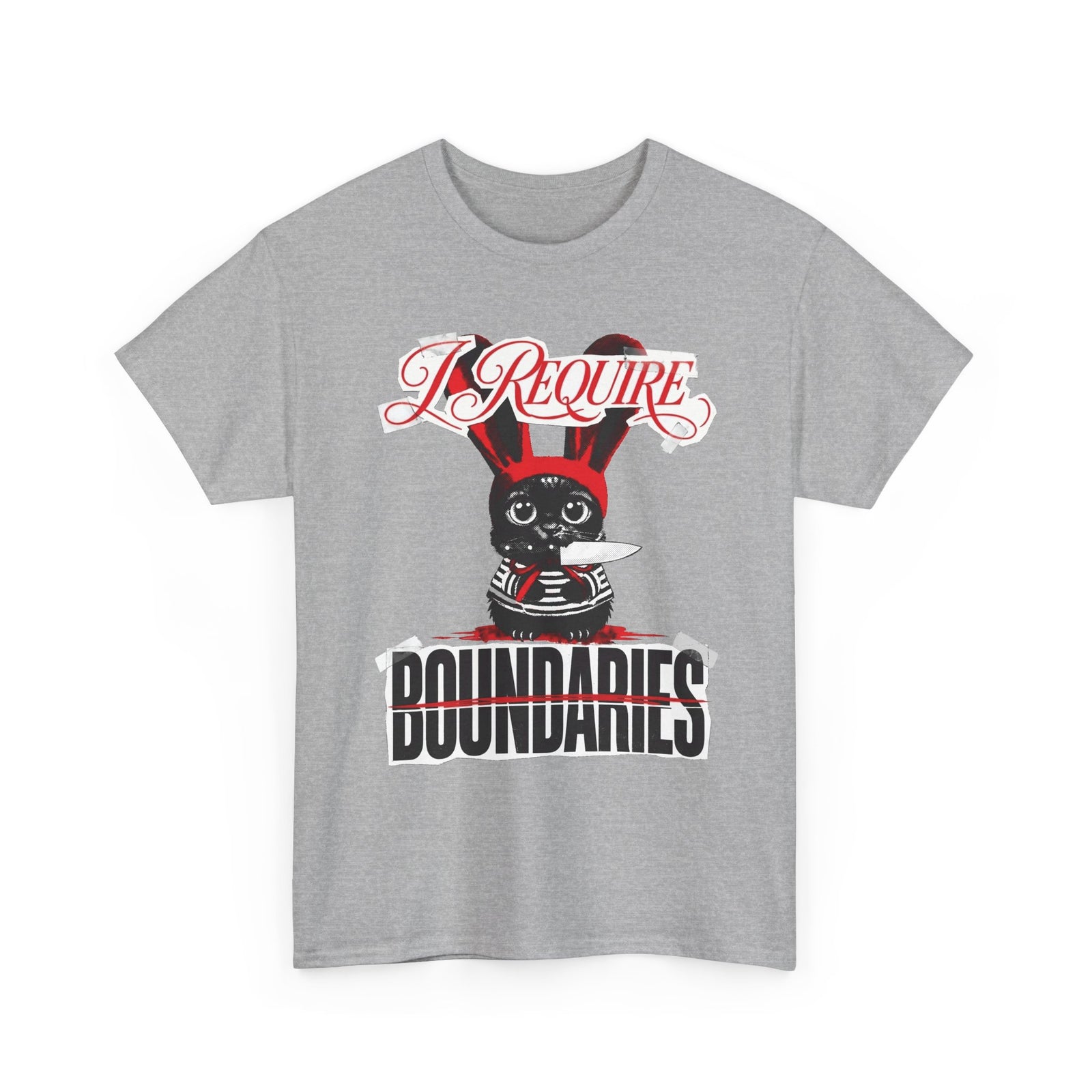I Require Boundaries T-Shirt — Funny Creepy Cute Cat Knife Tee