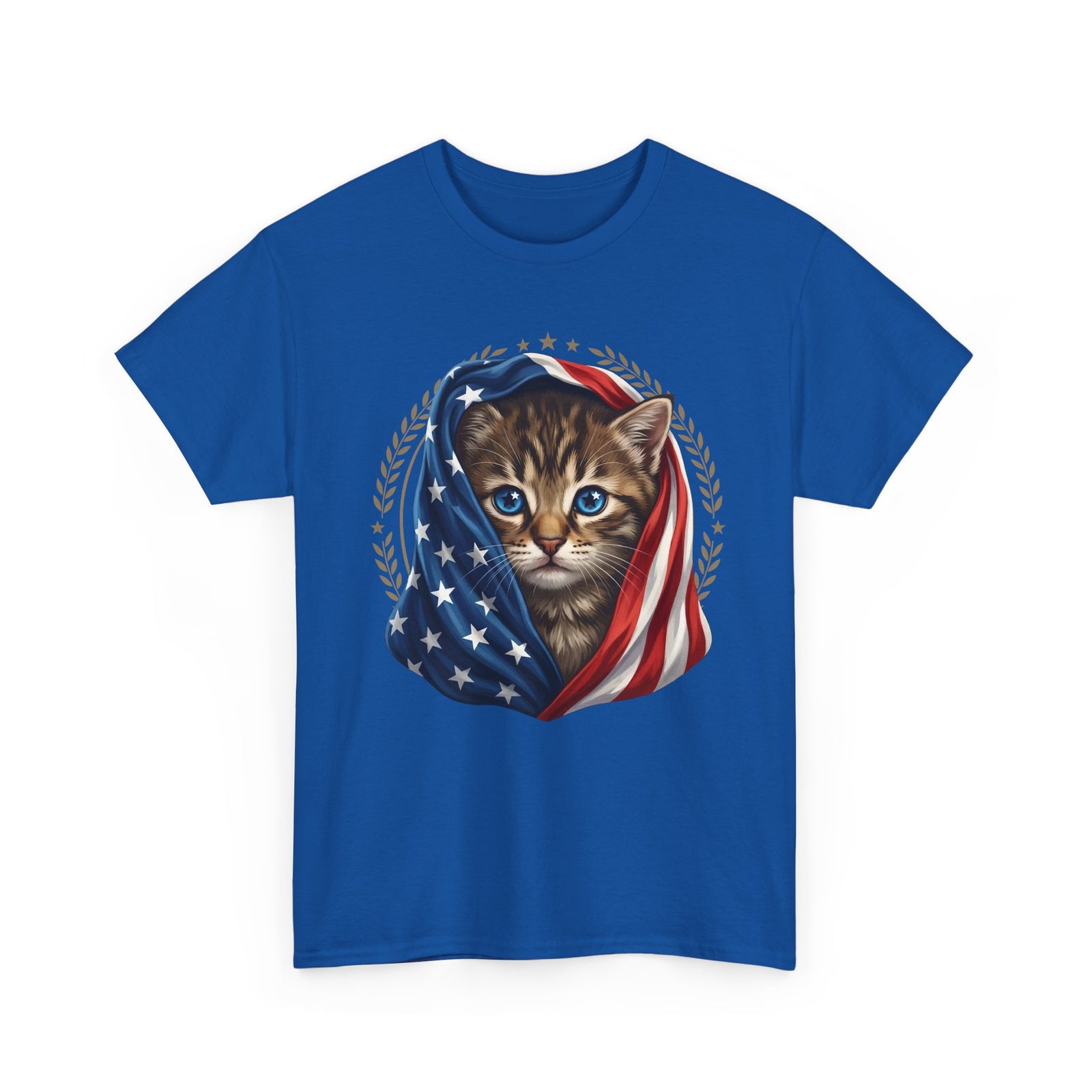 Patriotic American Flag Cat T-Shirt Cute Kitten USA Pride
