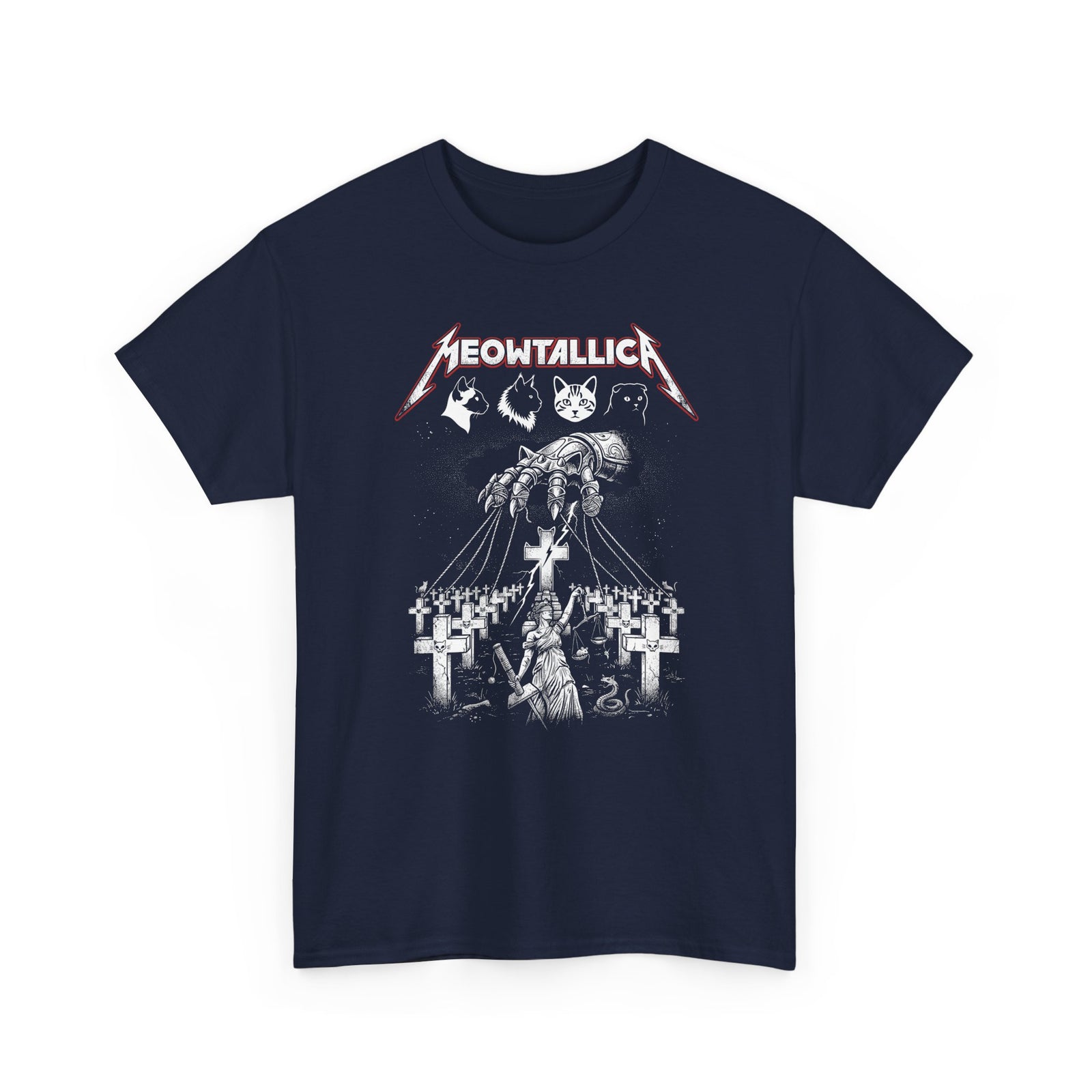 Meowtallica Graphic Tee — Metal Cat Band T-Shirt