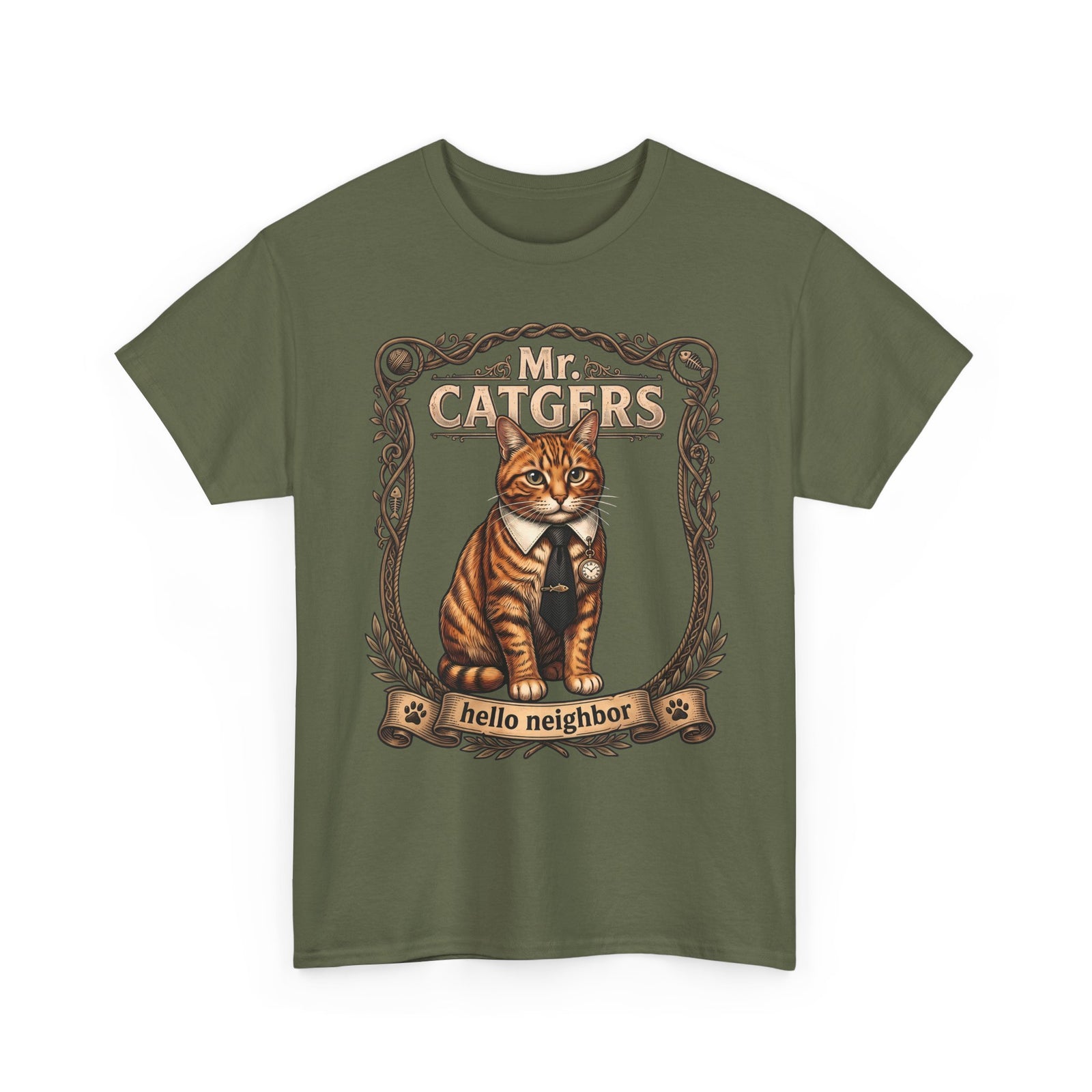 Mr. Catgers Hello Neighbor Tabby Cat Shirt — Funny Pop Culture T-Shirt
