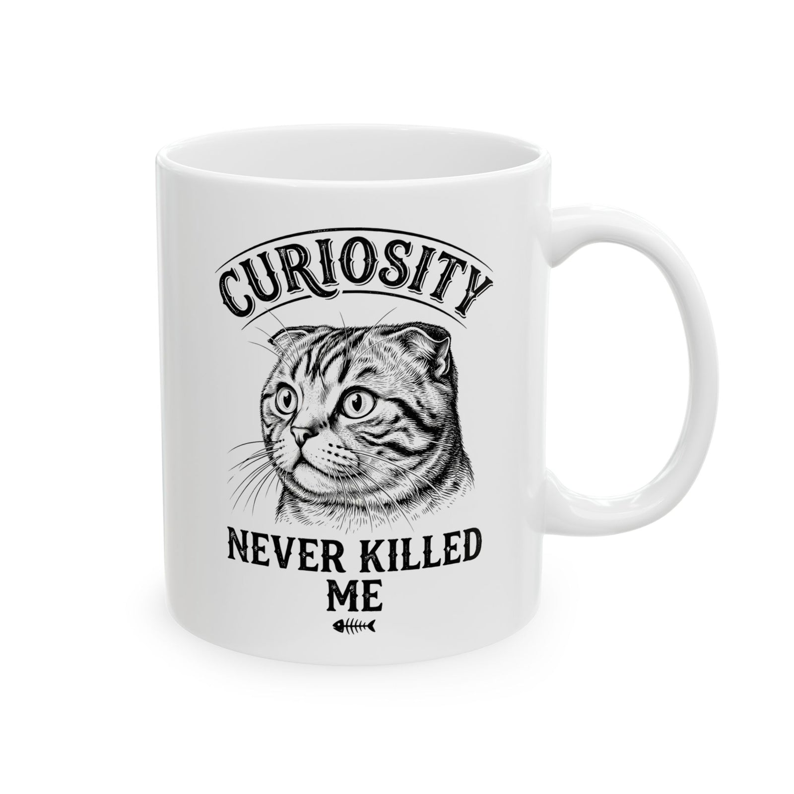 Curiosity Never Killed The Cat Ceramic Mug — Funny Cat Lover Mug