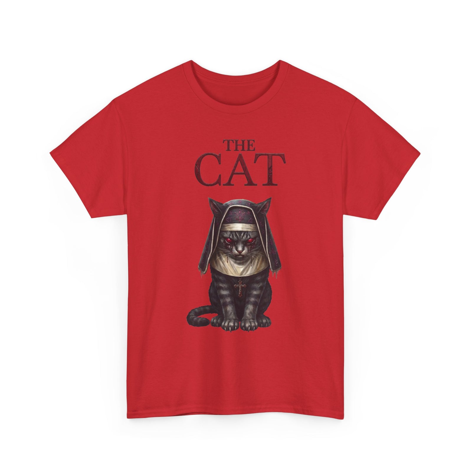 The Cat Horror Movie Parody T-Shirt — Demonic Nun Tabby Cat Tee