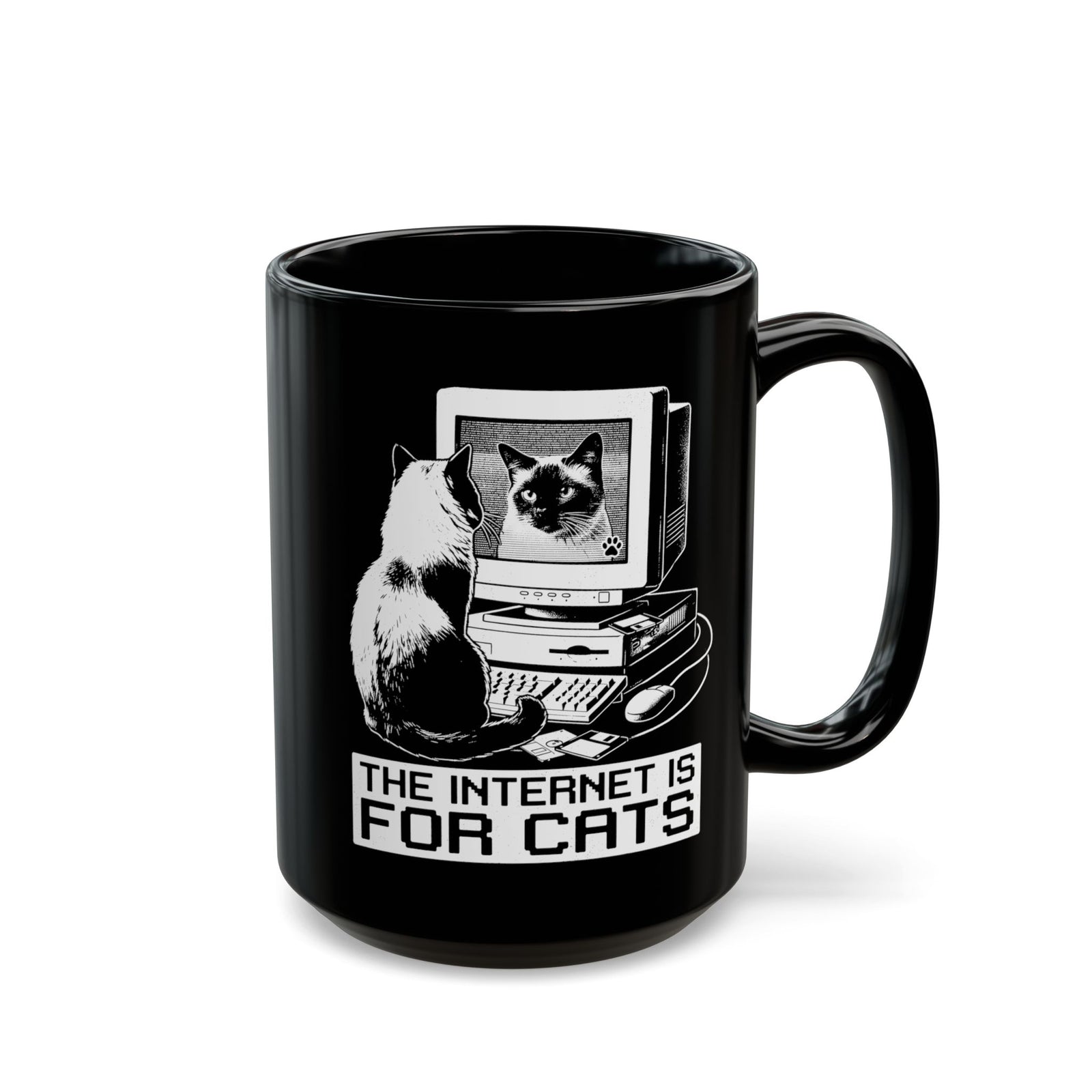 The Internet Is For Cats Black Mug