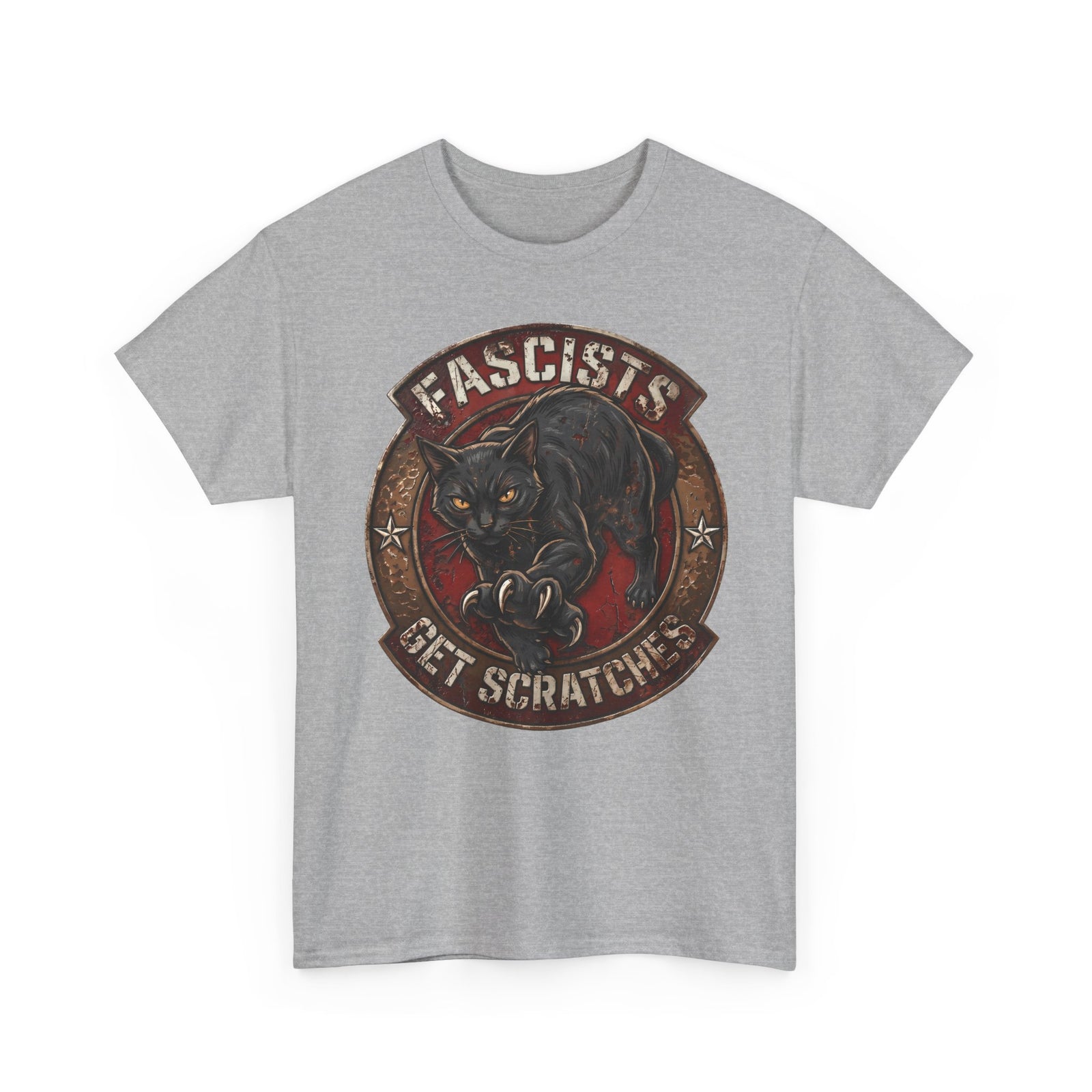 Fascists Get Scratches T-Shirt — Funny Anti-Fascist Black Cat Tee