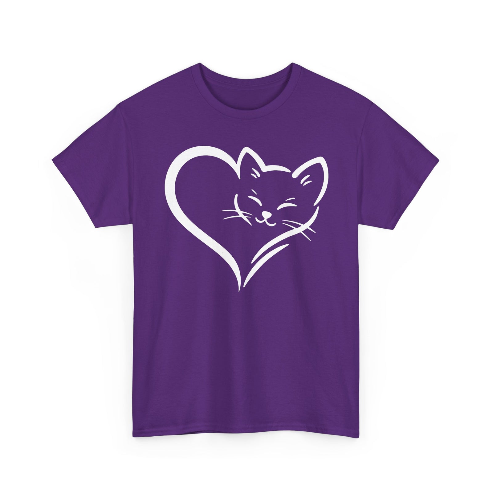 Cute Cat Heart T-Shirt - Cat Lover Gift - Adorable Cat Silhouette Tee