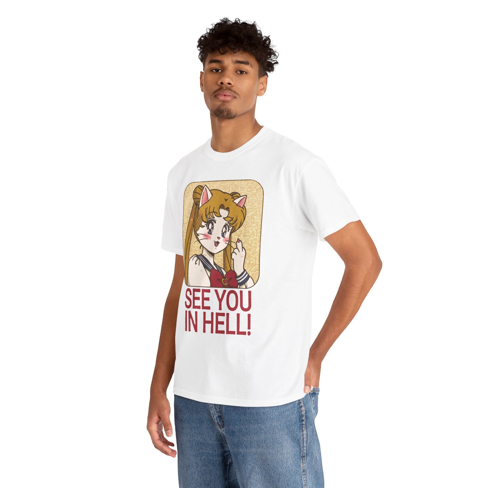 See You In Hell Anime Cat T-Shirt — Cute Magical Girl Parody Graphic