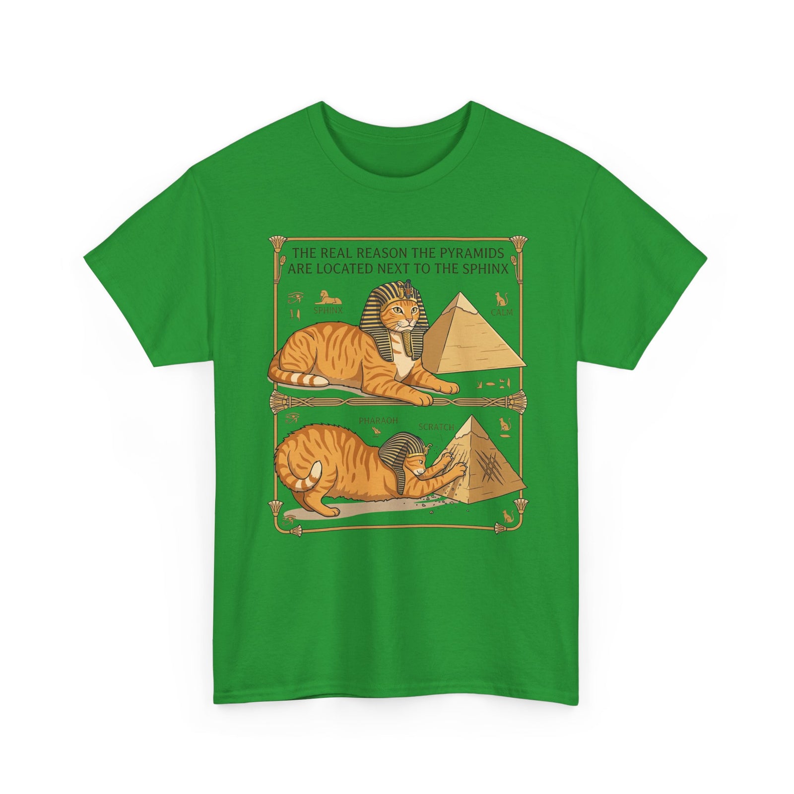 Funny Cat Pyramids Sphinx T-Shirt Ancient Egypt Scratching Design