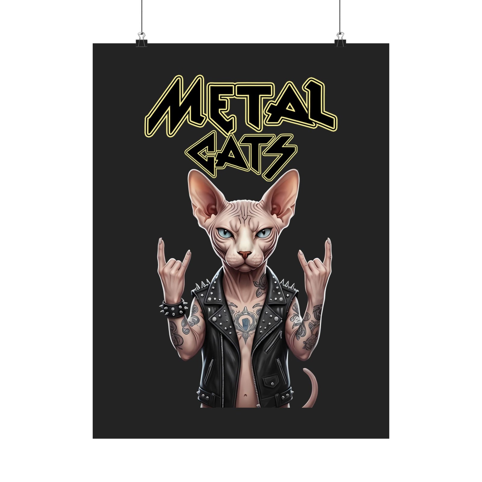 Metal Cats Poster — Heavy Metal Cat Graphic Poster