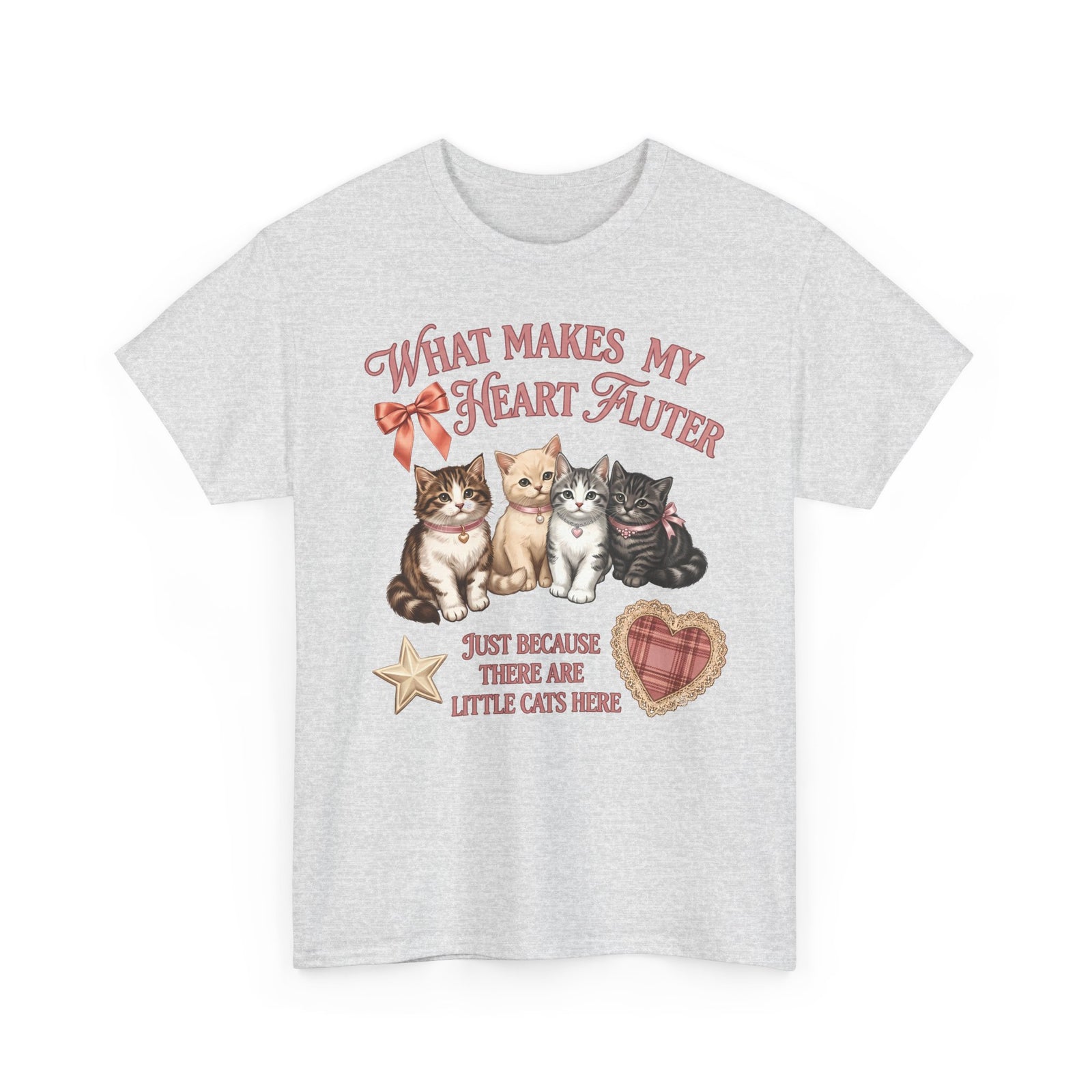 What Makes My Heart Flutter T-Shirt — Cute Coquette Kittens Tee