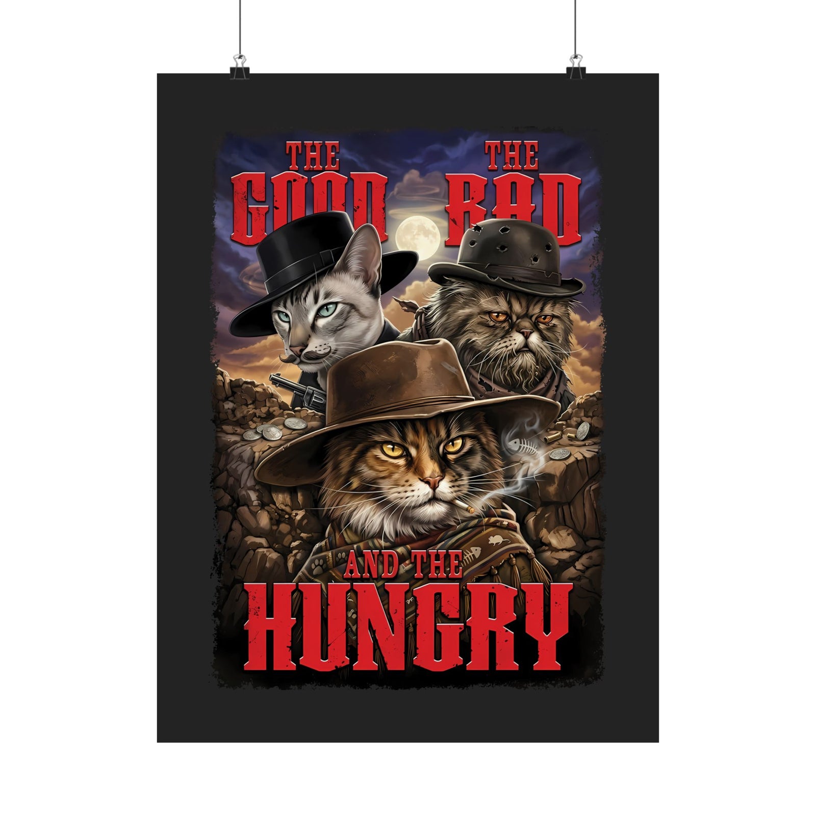 The Good The Bad The Hungry — Cat Parody Poster