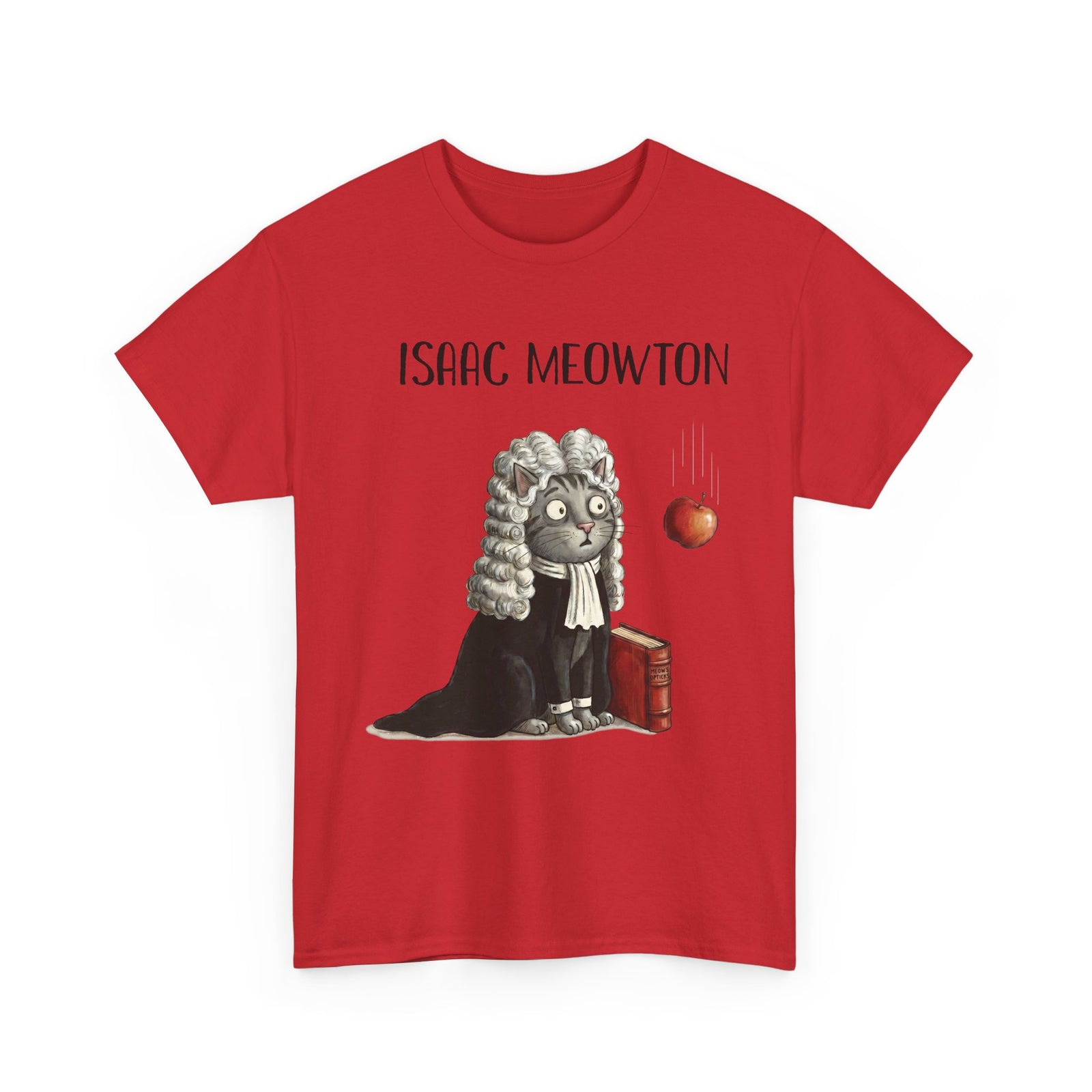 Isaac Meowton T-Shirt — Funny Science Pun Cat Gravity Graphic Tee
