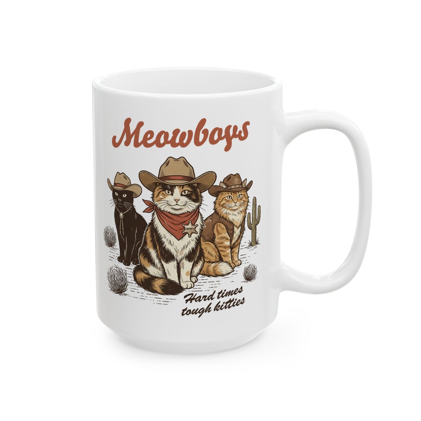 Meowboys Cat Cowboy Ceramic Mug — Funny Western Cat Mug for Cat Lovers
