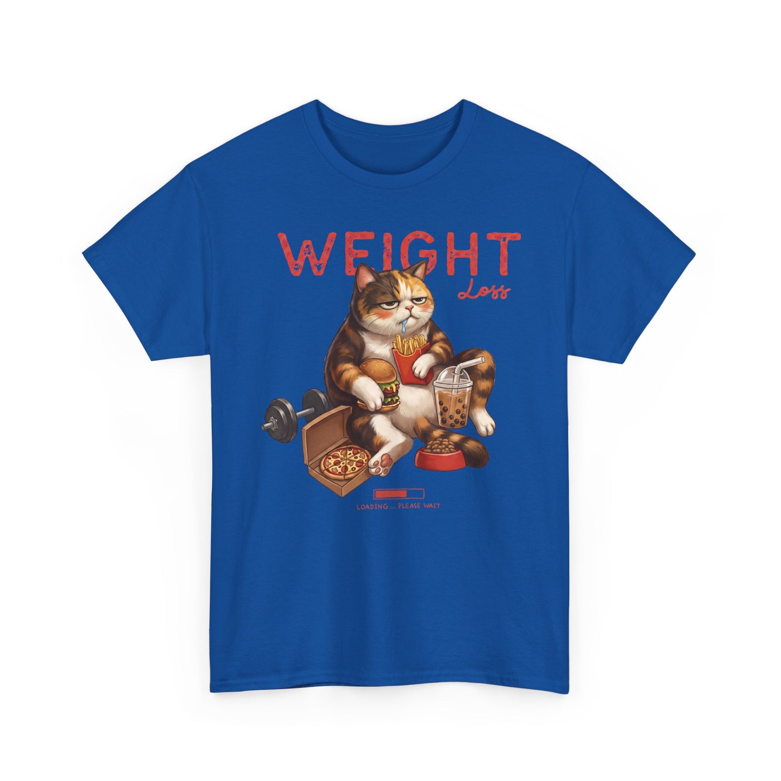 Weight Loss Loading Funny Cat T-Shirt — Chubby Calico Junk Food Tee
