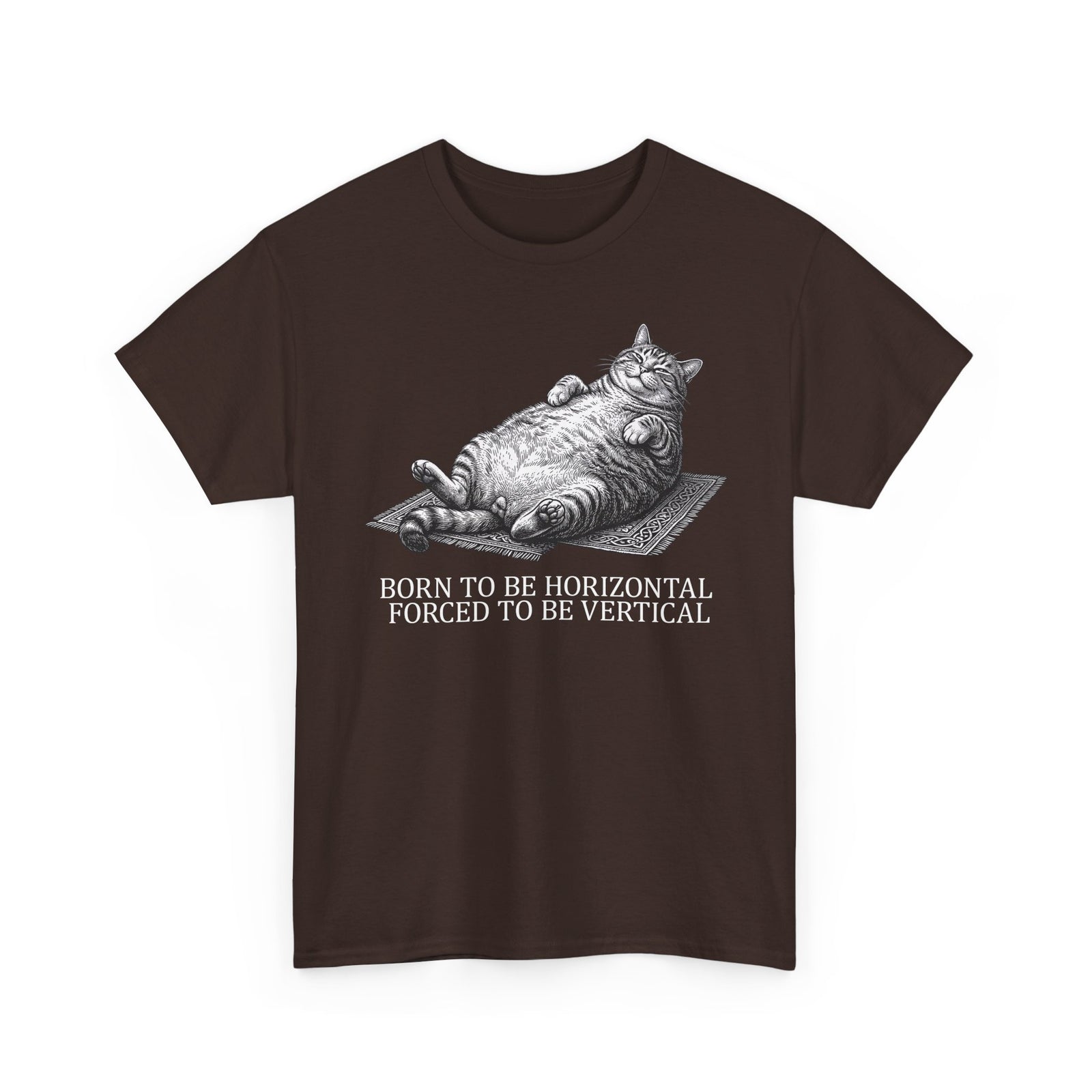 Born to Be Horizontal Fat Cat T-Shirt — Funny Lazy Cat Tee