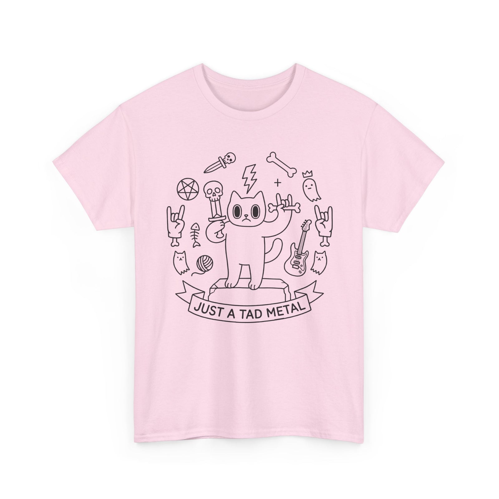 Just A Tad Metal Cat T-Shirt — Funny Heavy Metal Rocker Feline Tee