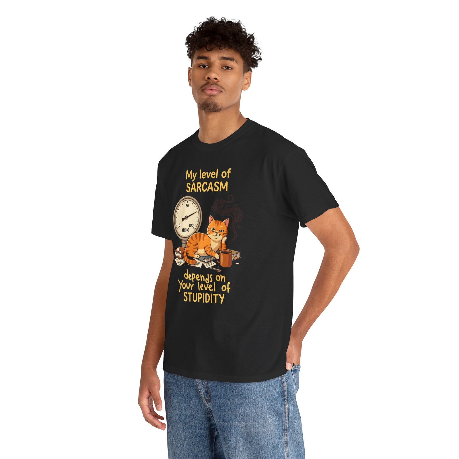 Sarcasm Depends On Your Stupidity Cat T-Shirt