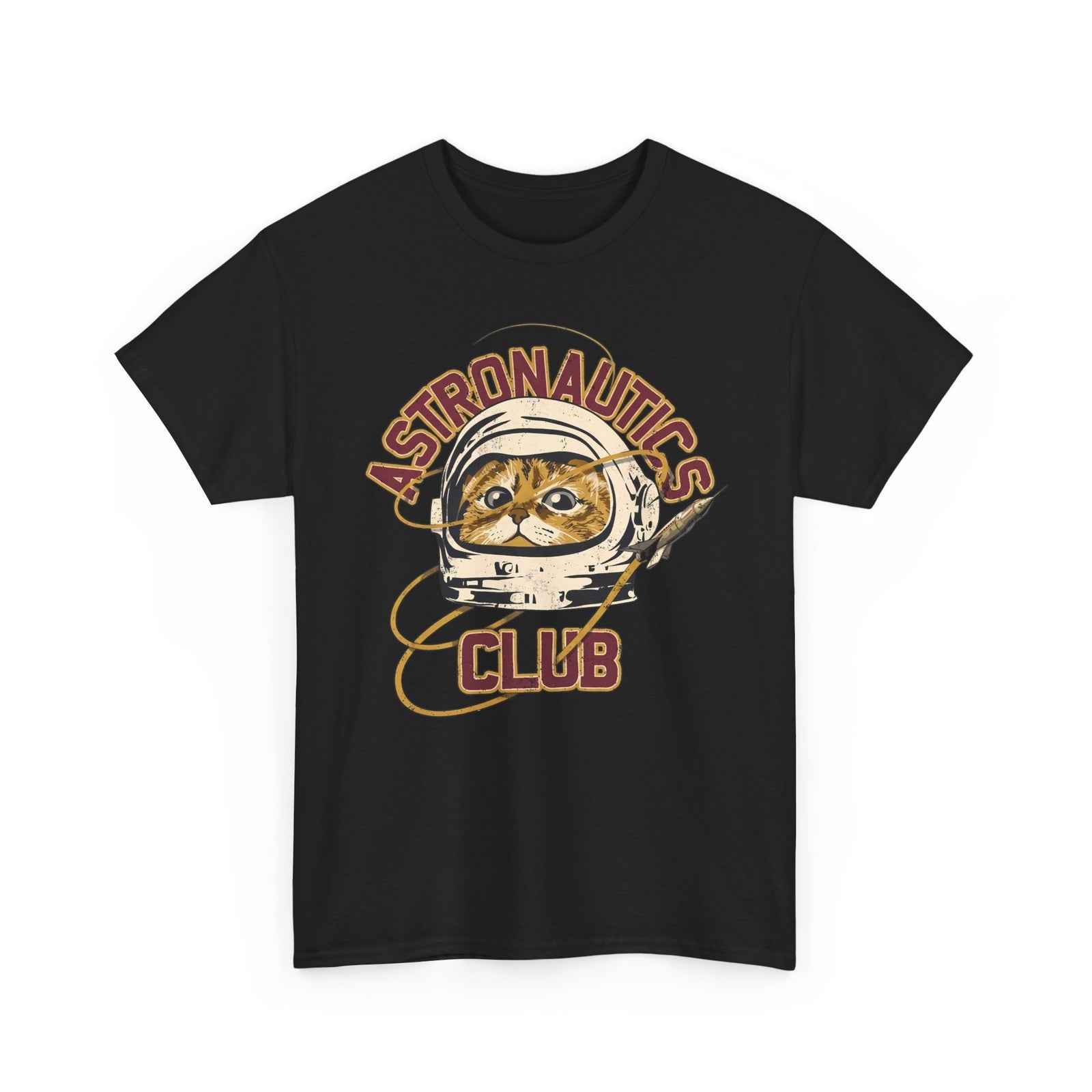 Astronautics Club T-Shirt — Retro Space Cat Astronaut Graphic Tee