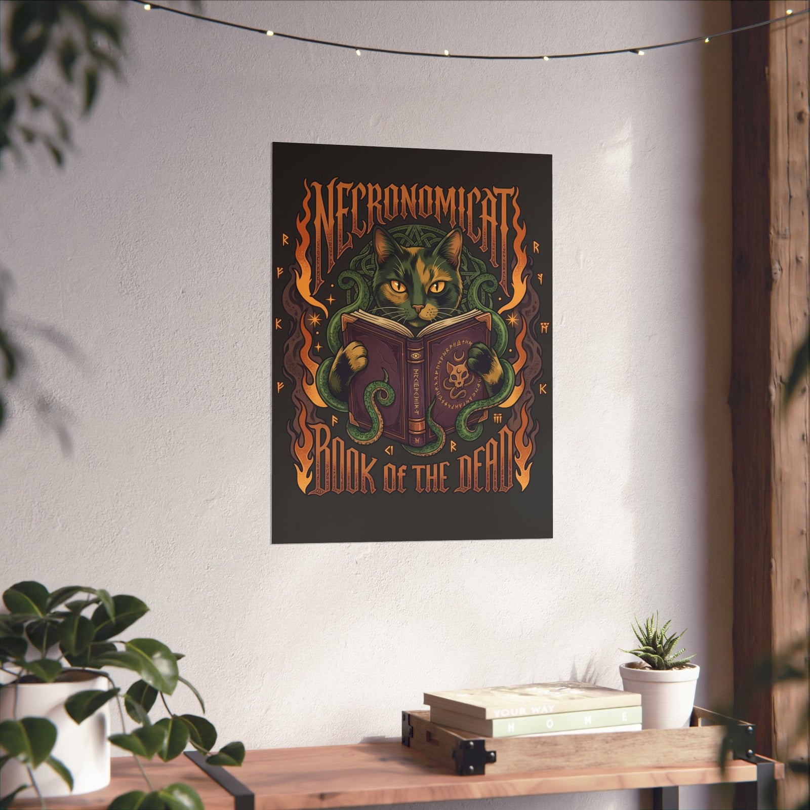 Necronomicat Occult Cat Poster — Dark Mystic Graphic Poster
