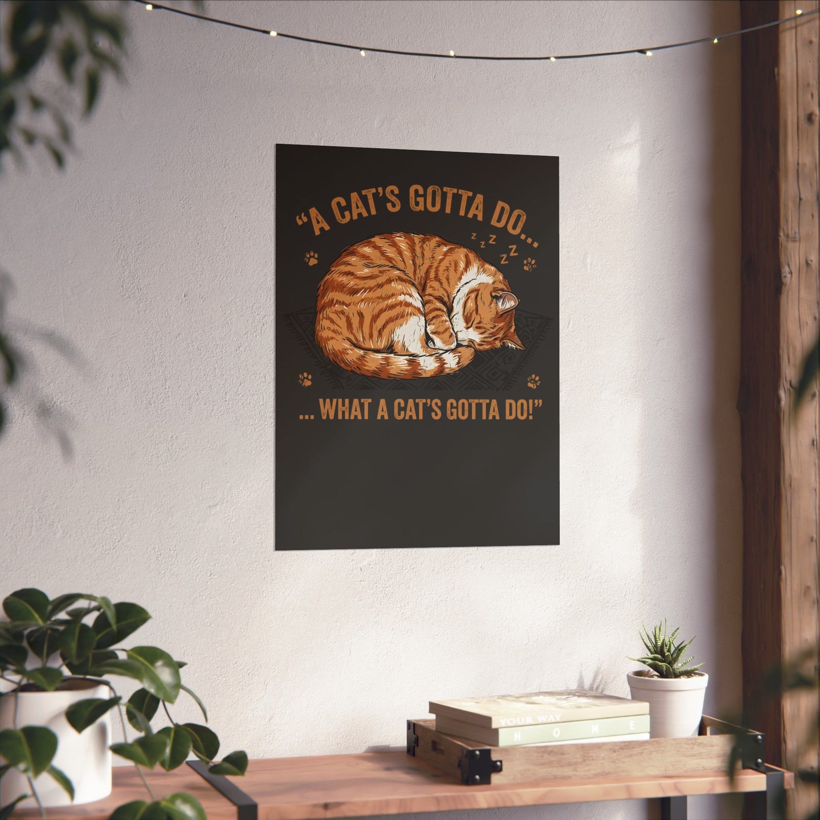 Cat Lover Poster — Sleeping Cat Graphic Poster
