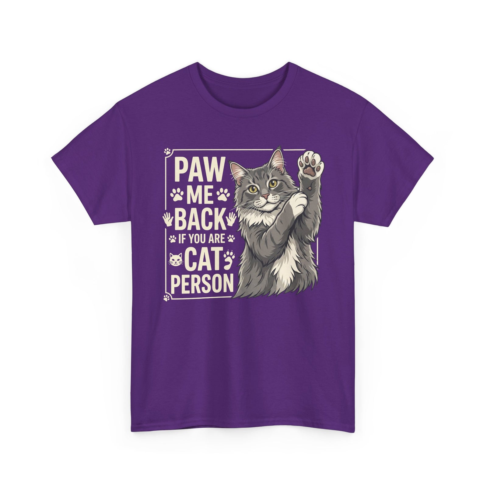 Paw Me Back If You Are A Cat Person Cute Grey Cat Graphic Tee