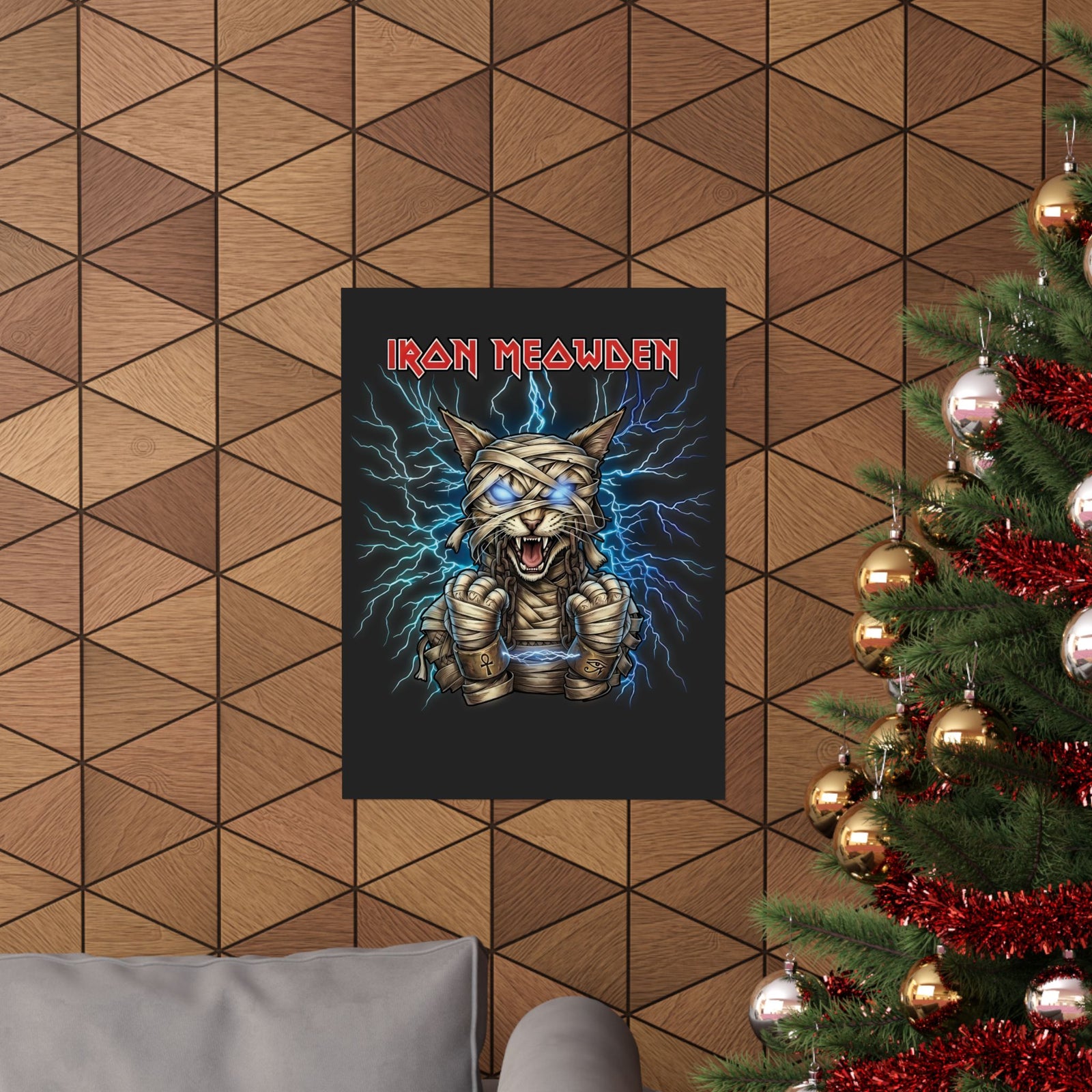 Iron Meowden Cat Poster — Heavy Metal Kitty Graphic Poster