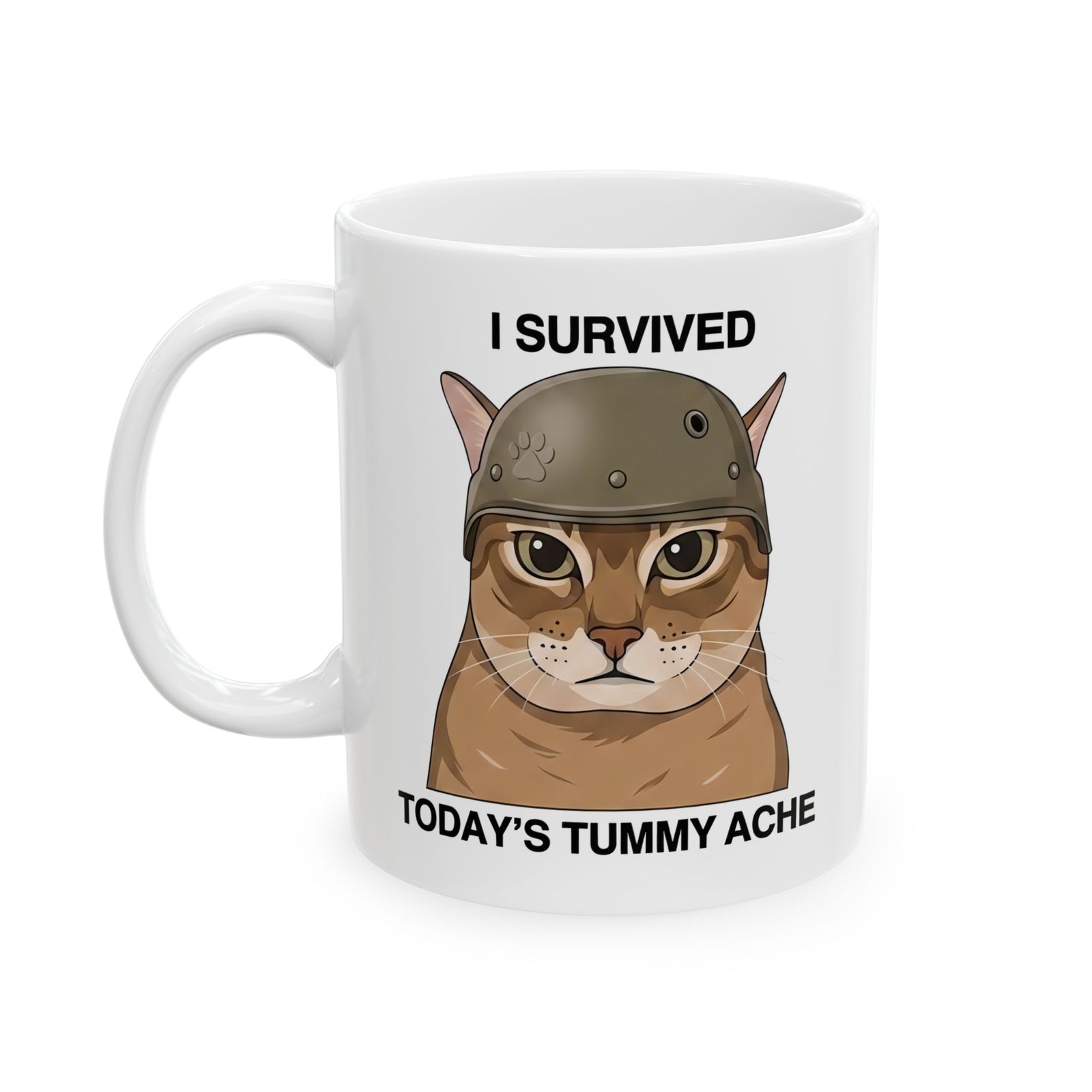 I Survived Today's Tummy Ache Ceramic Mug — Funny Novelty Mug for Moms, Kids & Caregivers